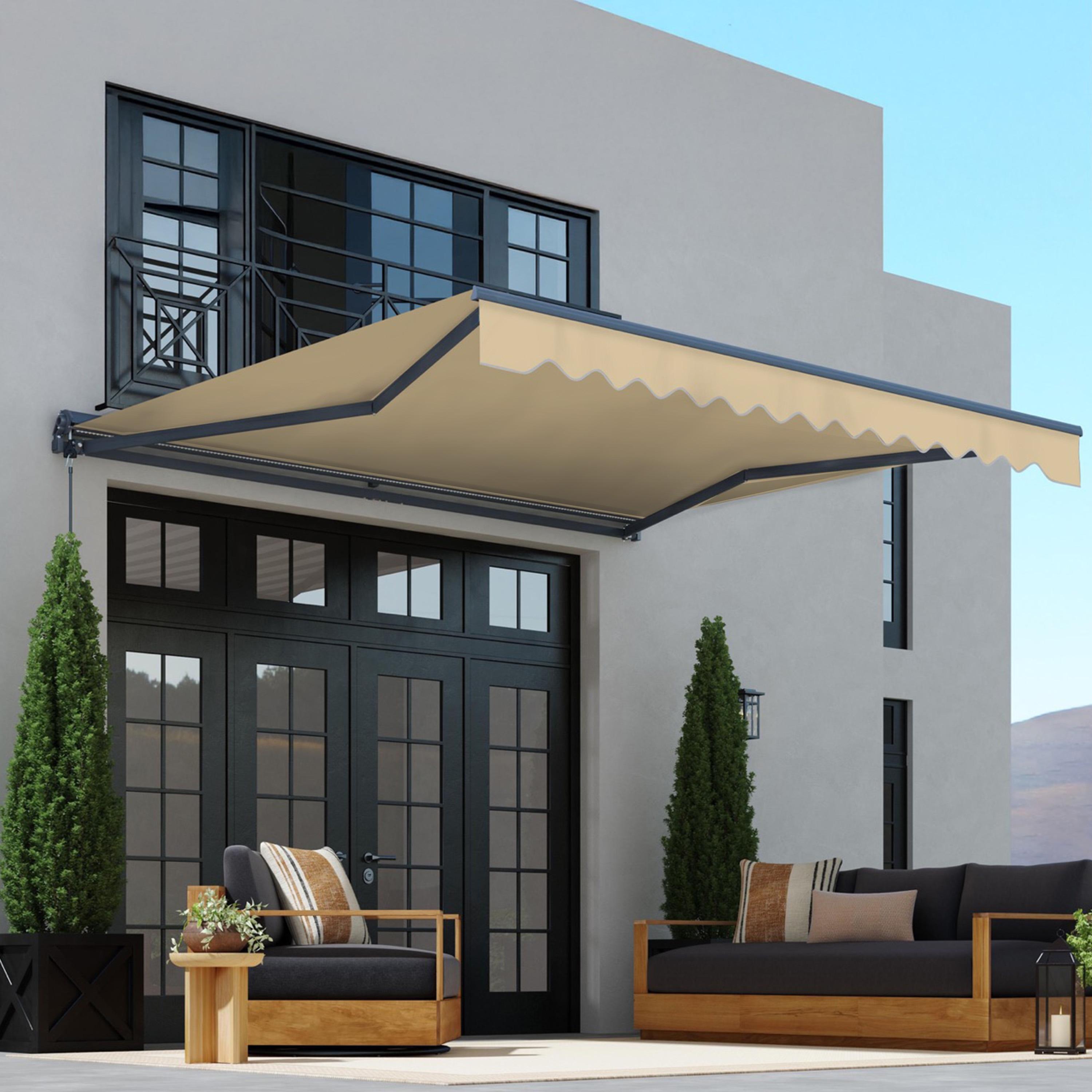 ALEKO ALEKO Motorized Retractable Outdoor Awning with White Frame