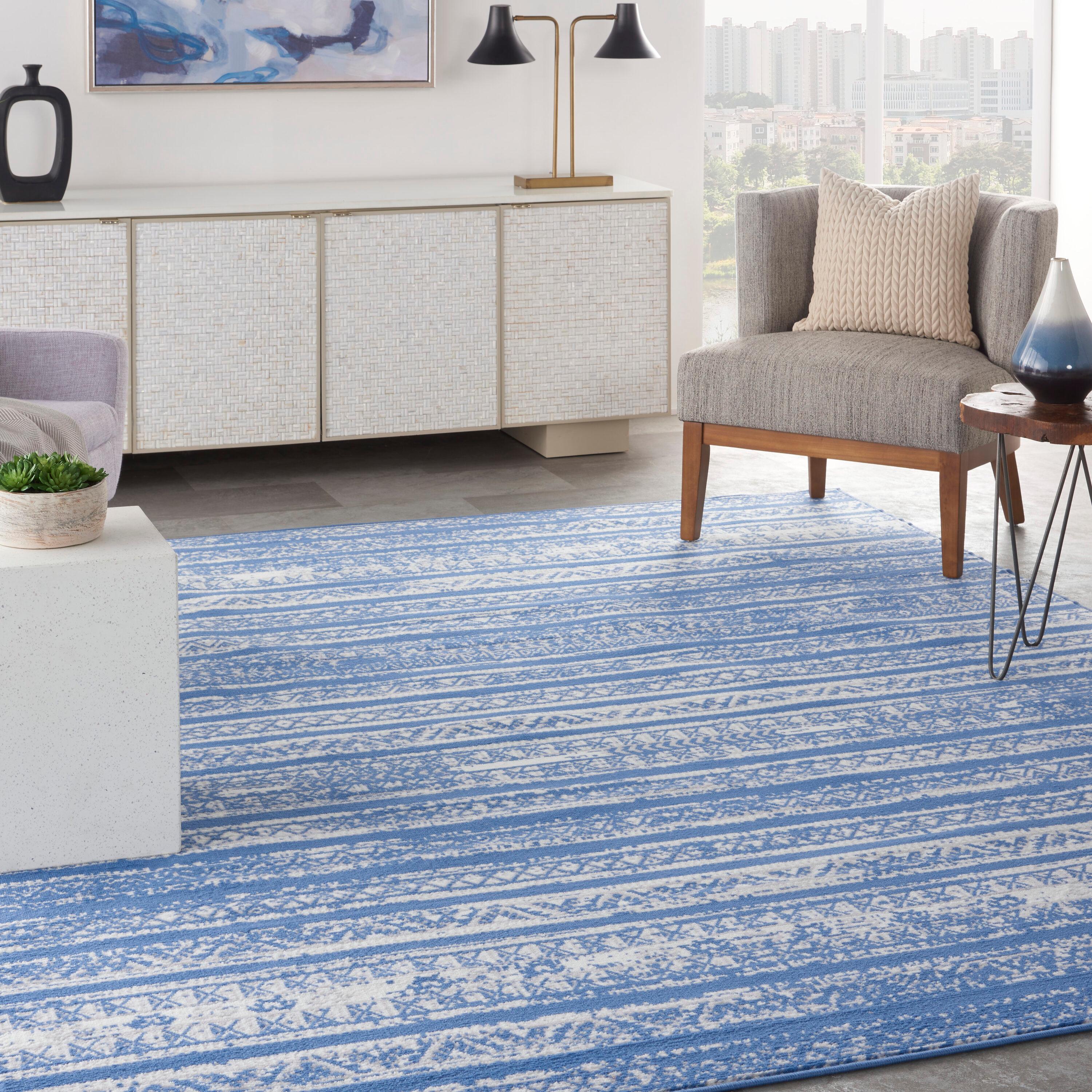 Pleasanton Abstract Blue/Ivory Area Rug