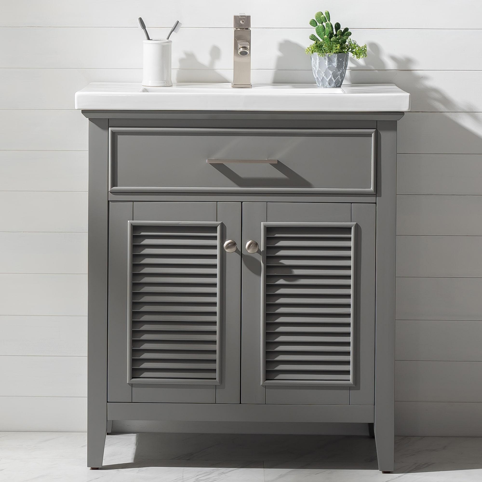 Design Element Cameron 30" Wood Single Sink Vanity In Gray Finish