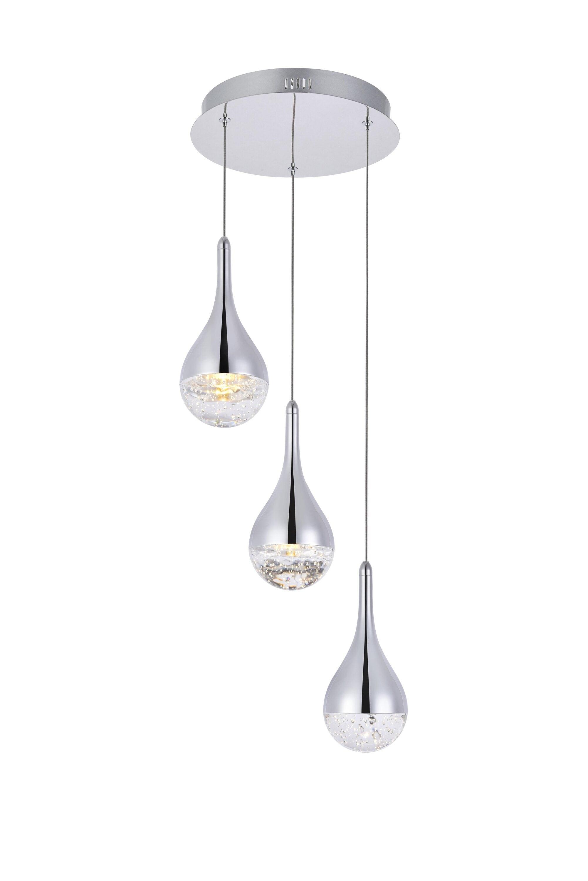Elegant Lighting Amherst Collection LED 3-light chandelier 12in x 9in chrome finish
