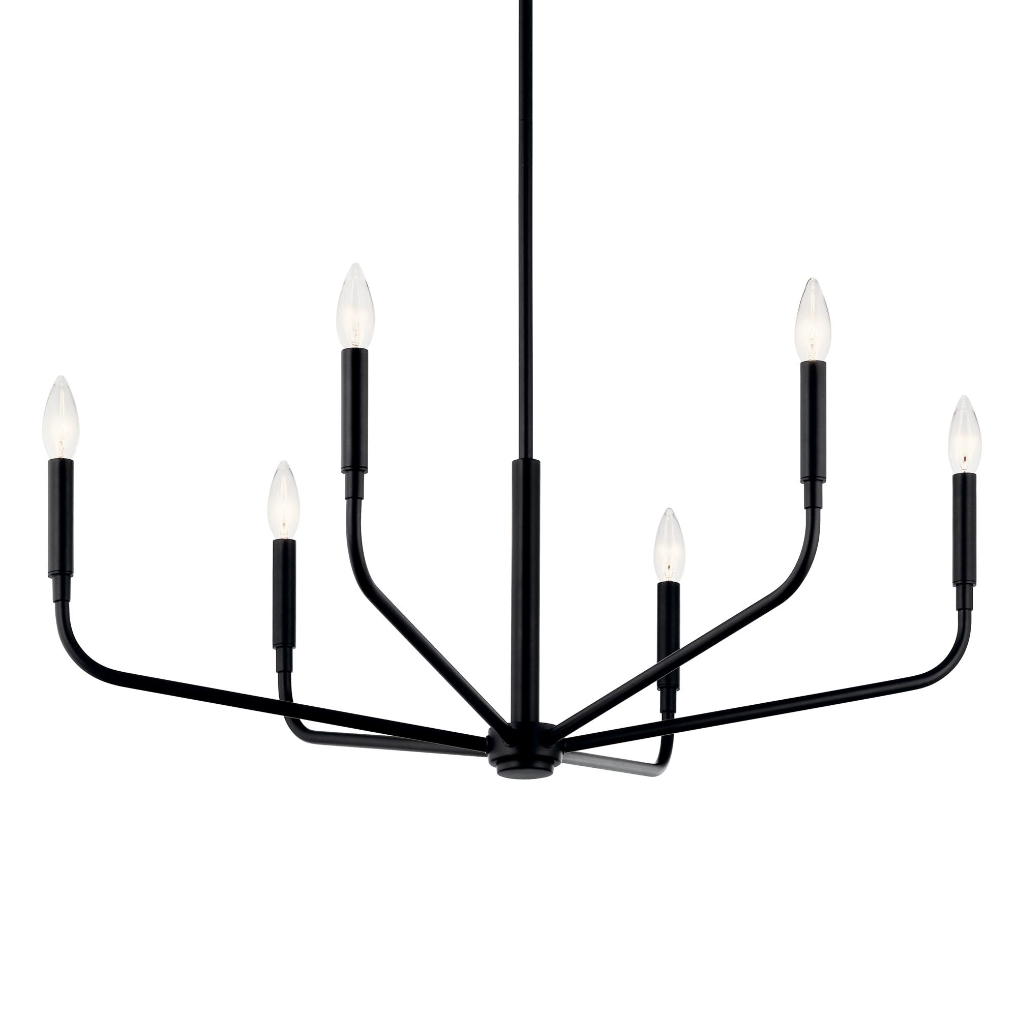 Black 6-Light Modern Candle Chandelier