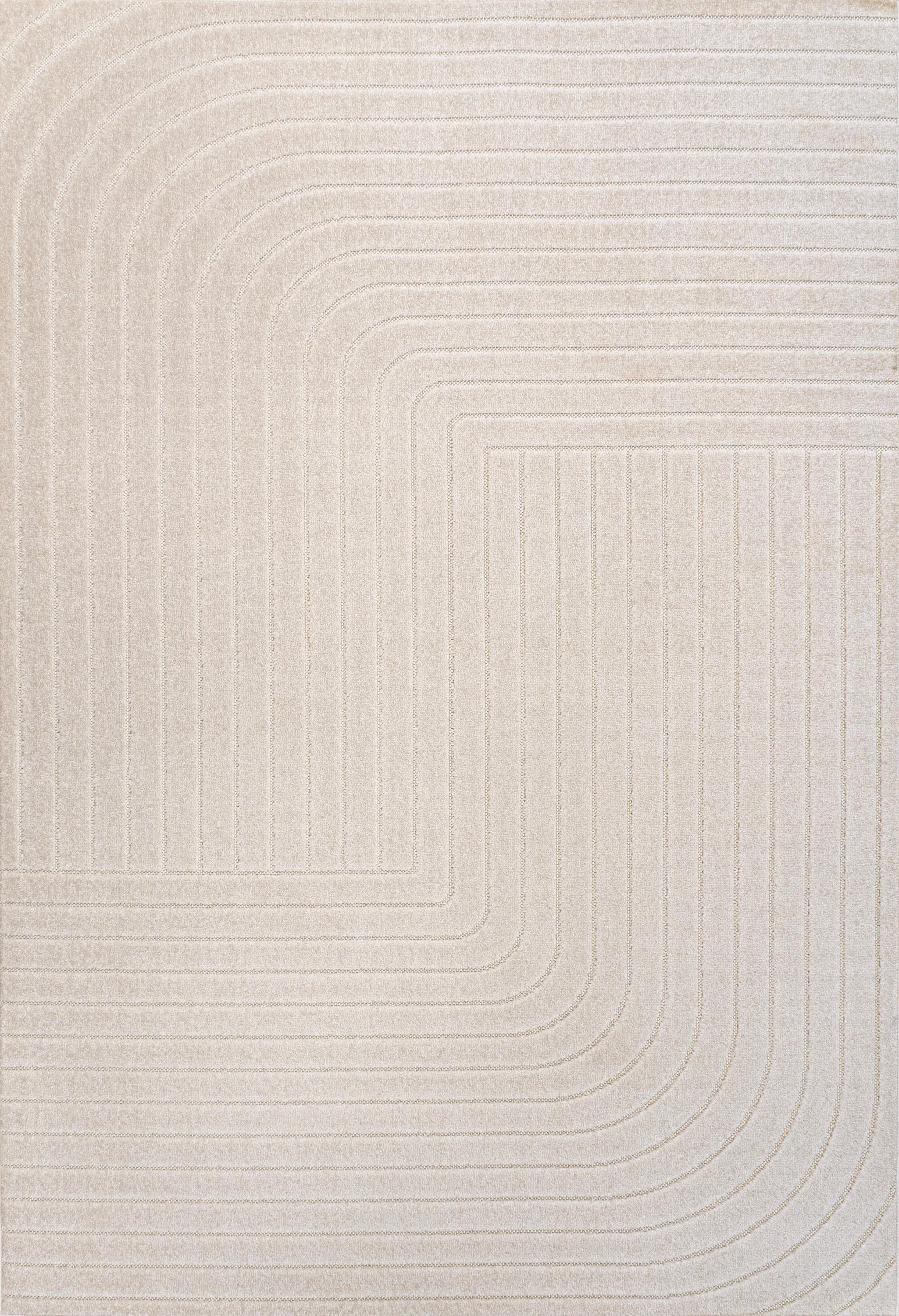 JONATHAN Y Odense High-Low Minimalist Angle Geometric Ivory/Cream 5 ft. x 8 ft. Indoor/Outdoor Area Rug