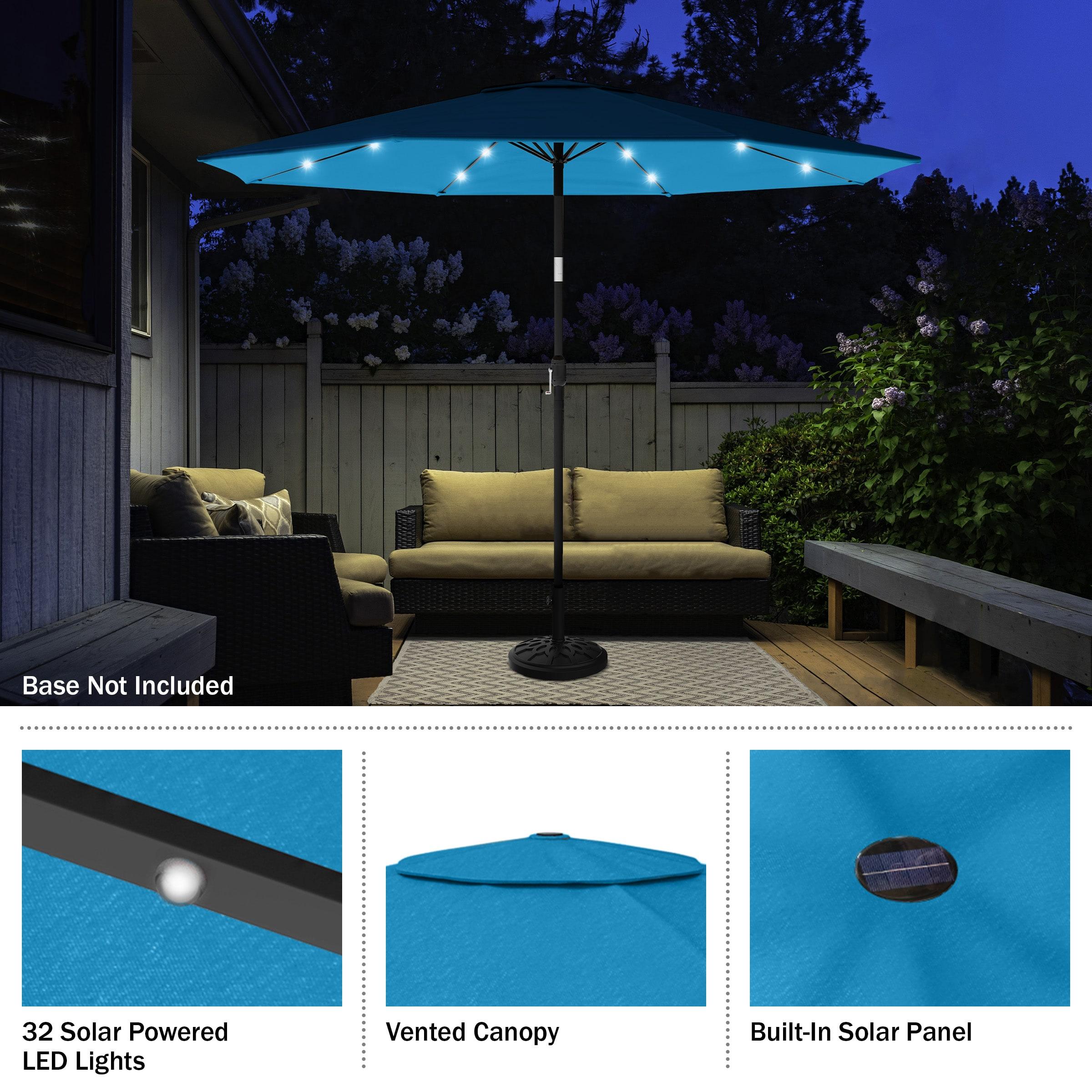 Pure Garden 10' Octagon Outdoor Patio Market Umbrella: Solar LED, Water-Resistant, Steel Frame