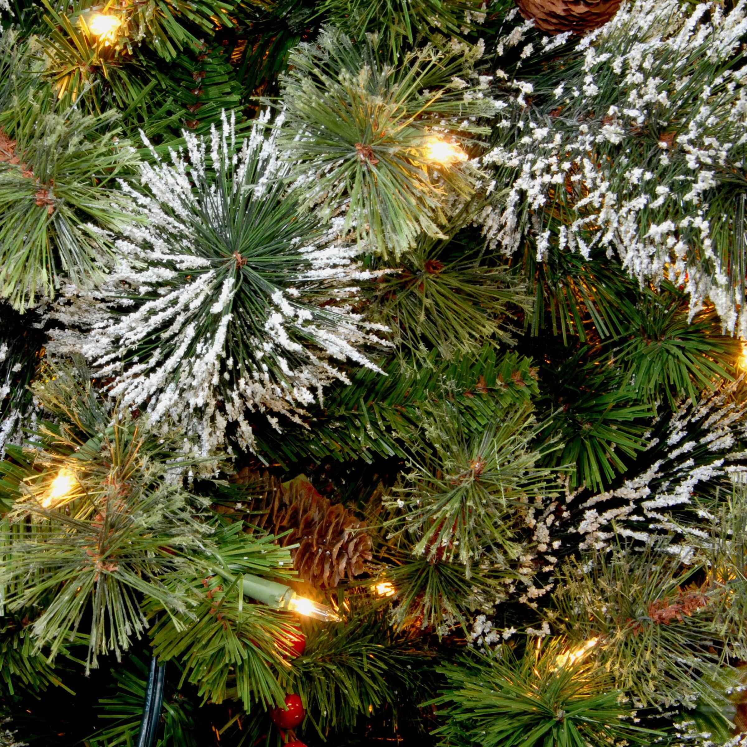 24" Prelit Wintry Pine Christmas Wreath with Cones and Berries White Lights - National Tree Company