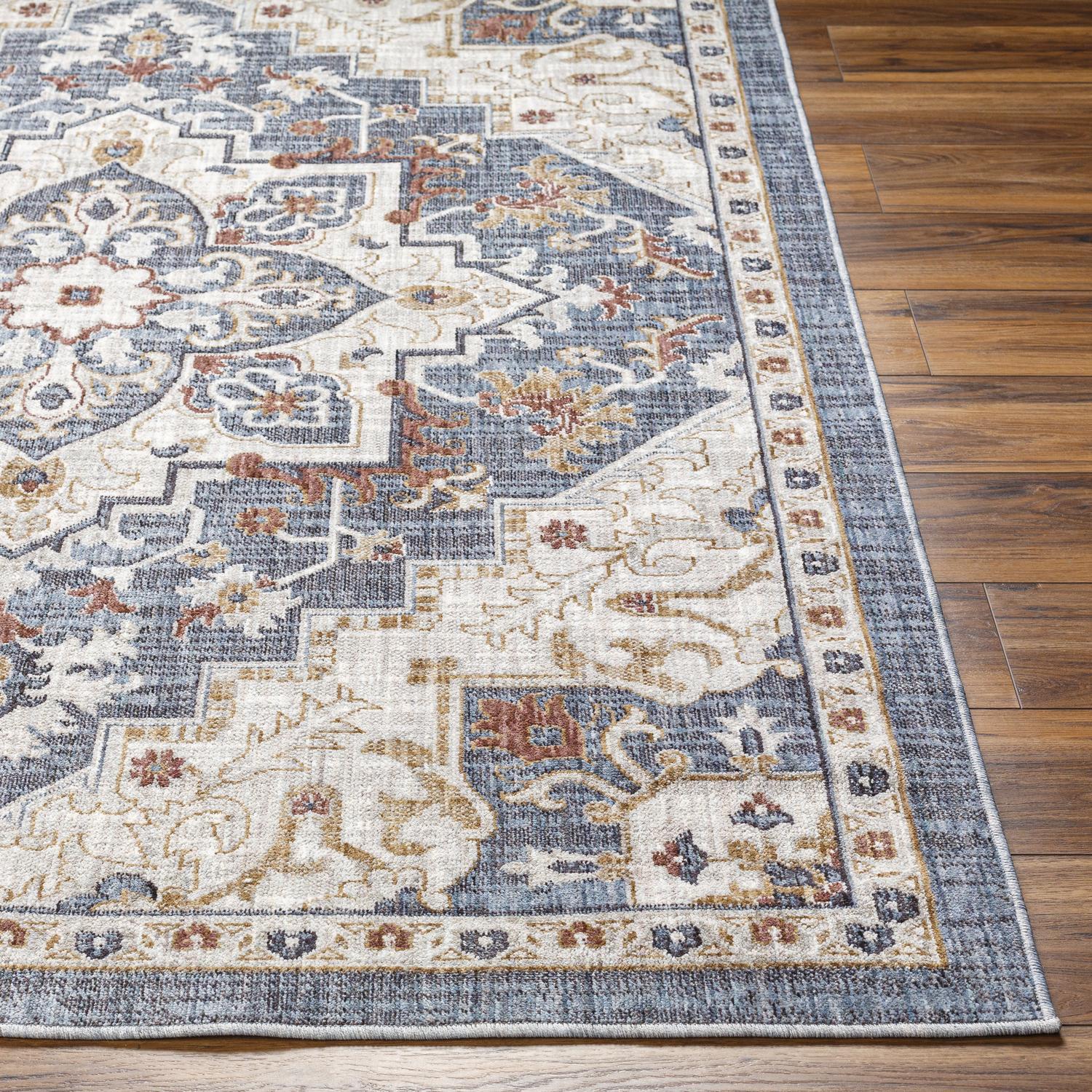 Blue Timeless Medallion 7'10" x 10' Recycled Material Rug
