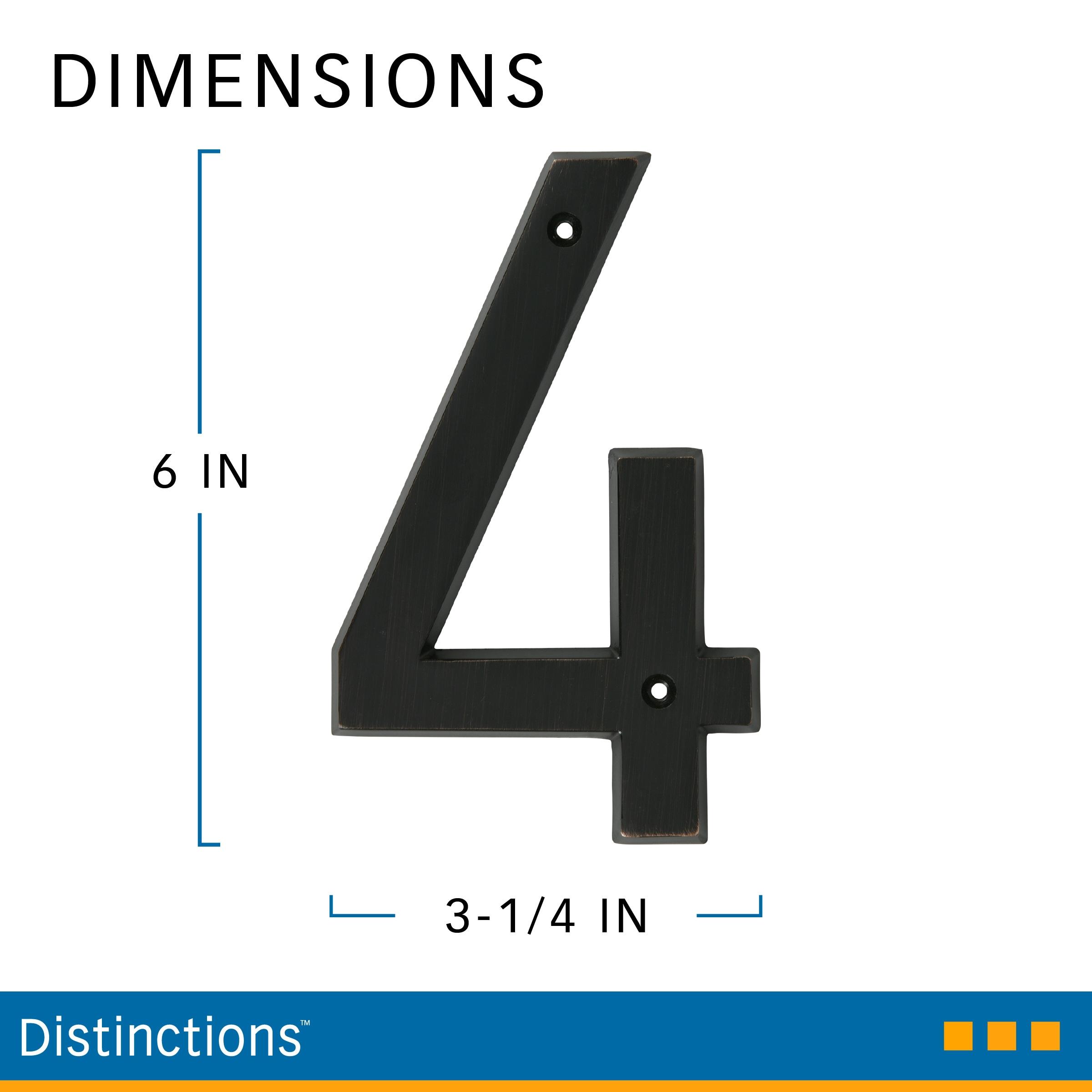 6-Inch Old World Bronze Metal House Number 4