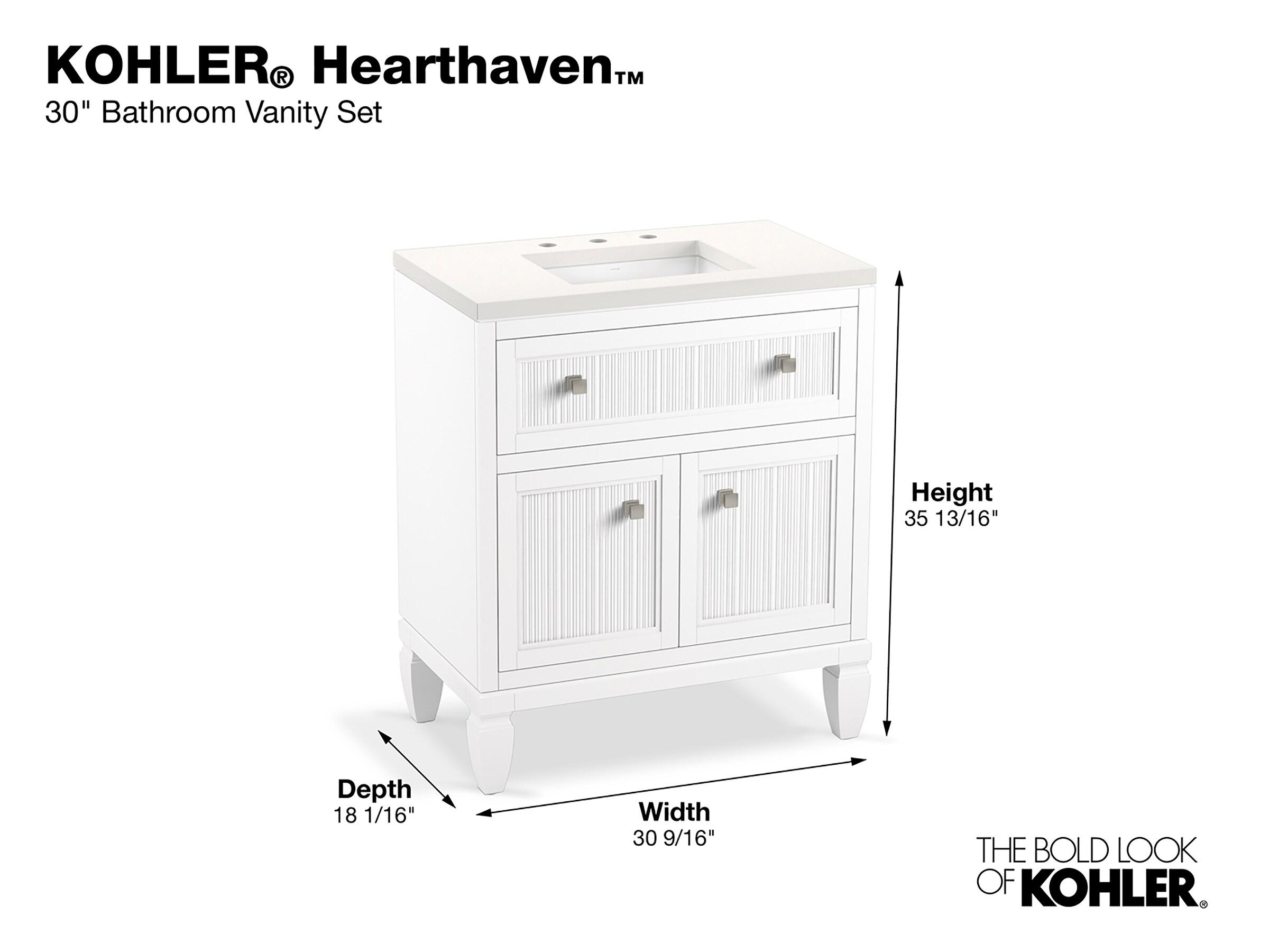 Hearthaven 30'' Free Standing Single Bathroom Vanity Cabinet with Sink and Quartz Top