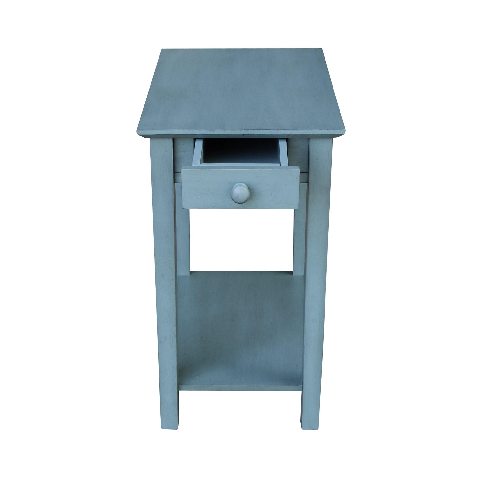 Narrow End Table Ocean Blue - International Concepts: Solid Wood, Mid-Century Modern, Drawer & Shelf