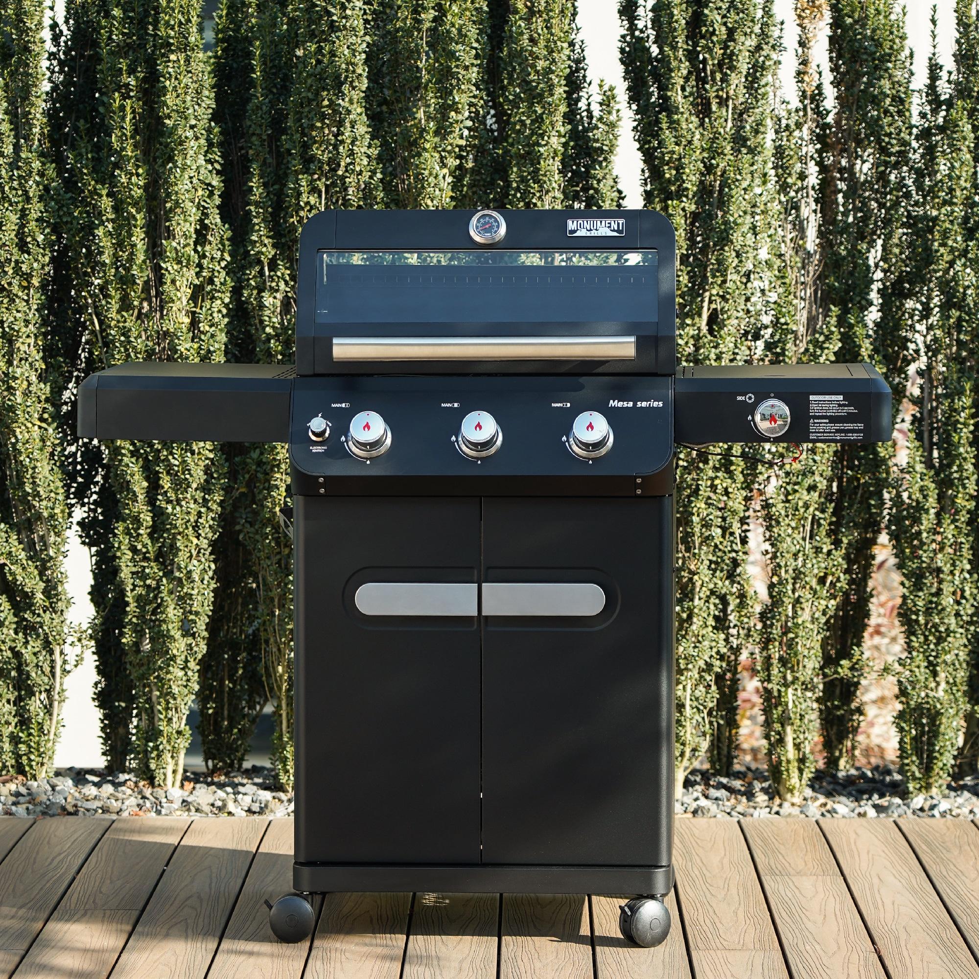 Monument Grills Mesa Series3-Burner 48000 BTU Propane Gas Grill with 1 Side Burner