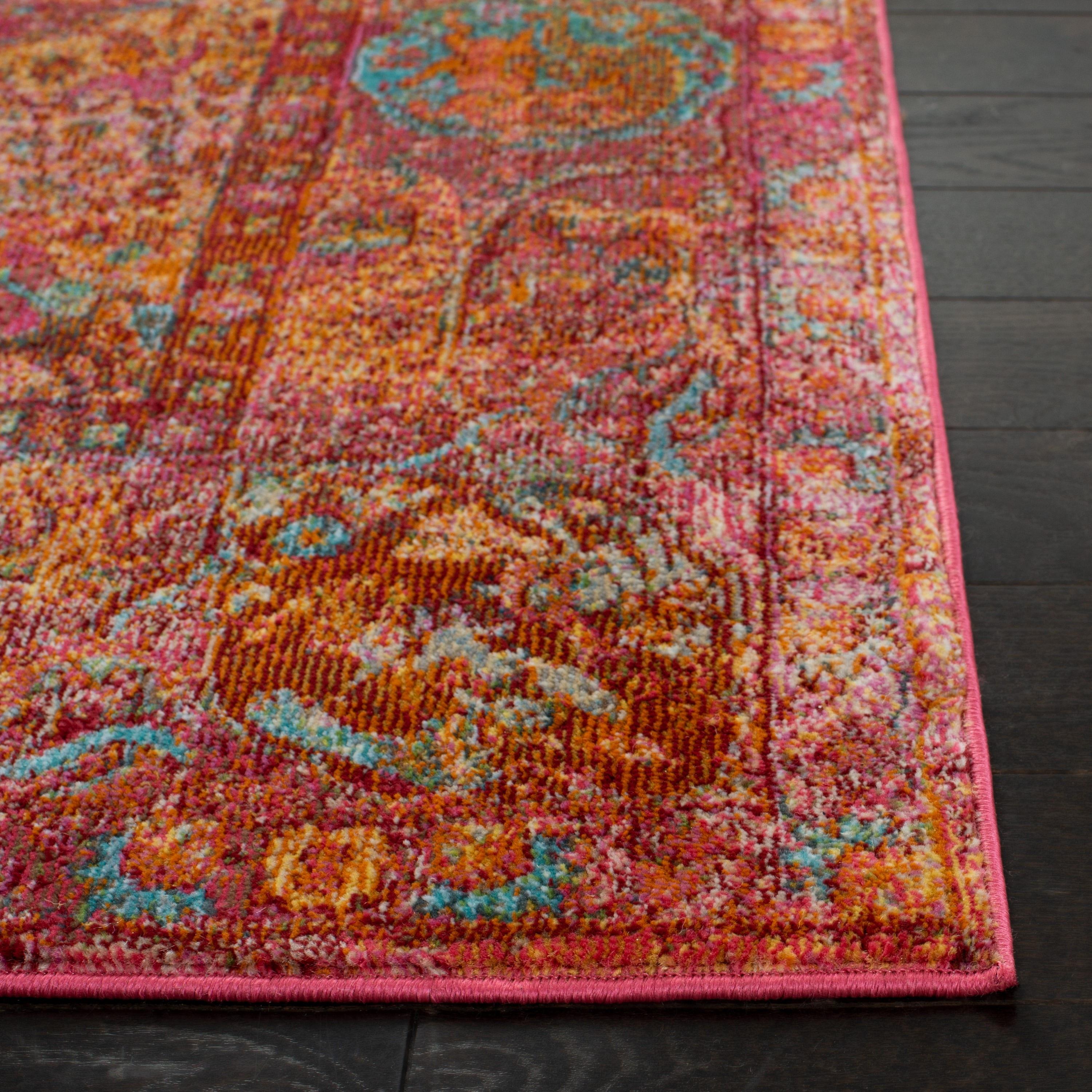 SAFAVIEH Luxor Metha Floral Bordered Area Rug, Fuchsia/Gold, 4' x 6'
