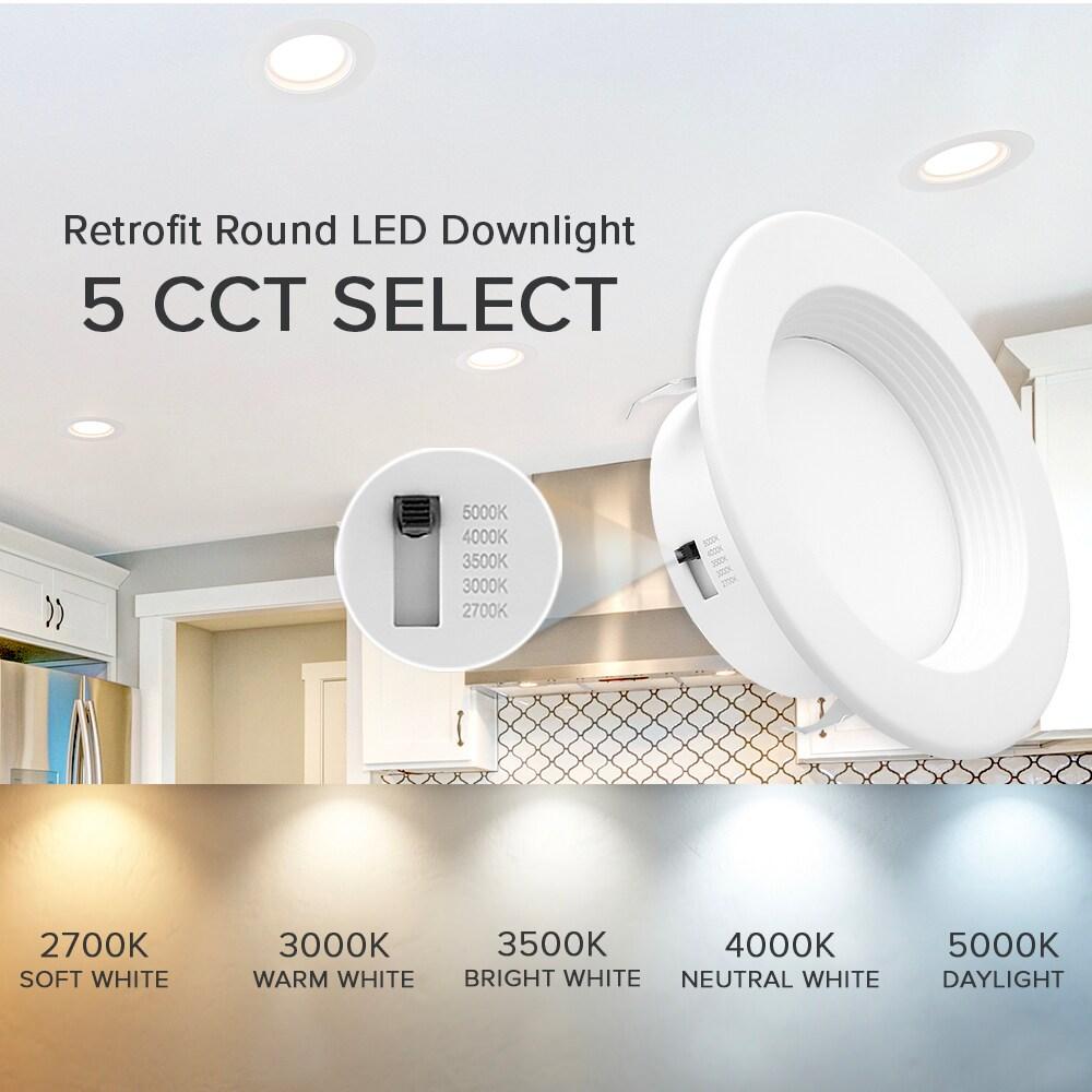 Maxxima 12 Pack 5 in. & 6 in. 5 CCT Retrofit Recessed LED Downlight - 1300 Lumens, E-26 Quick Connect, Dimmable, Color Selectable 2700K-5000K (2700K/3000K/3500K/4000K/5000K), Ideal for Contractors