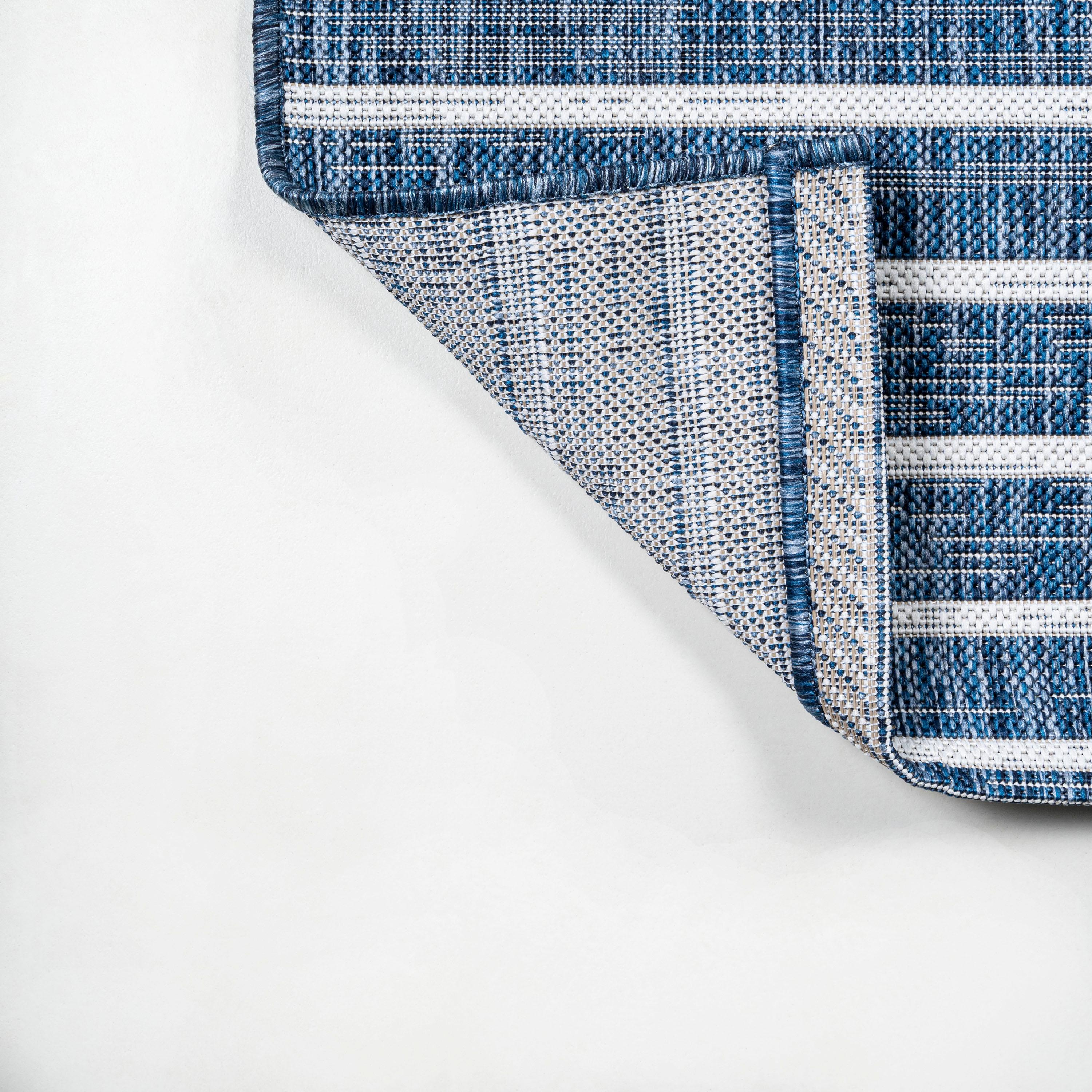 3'x5' Sukie Modern Offset Stripe Indoor/Outdoor Area Rug, Blue/Ivory - JONATHAN Y