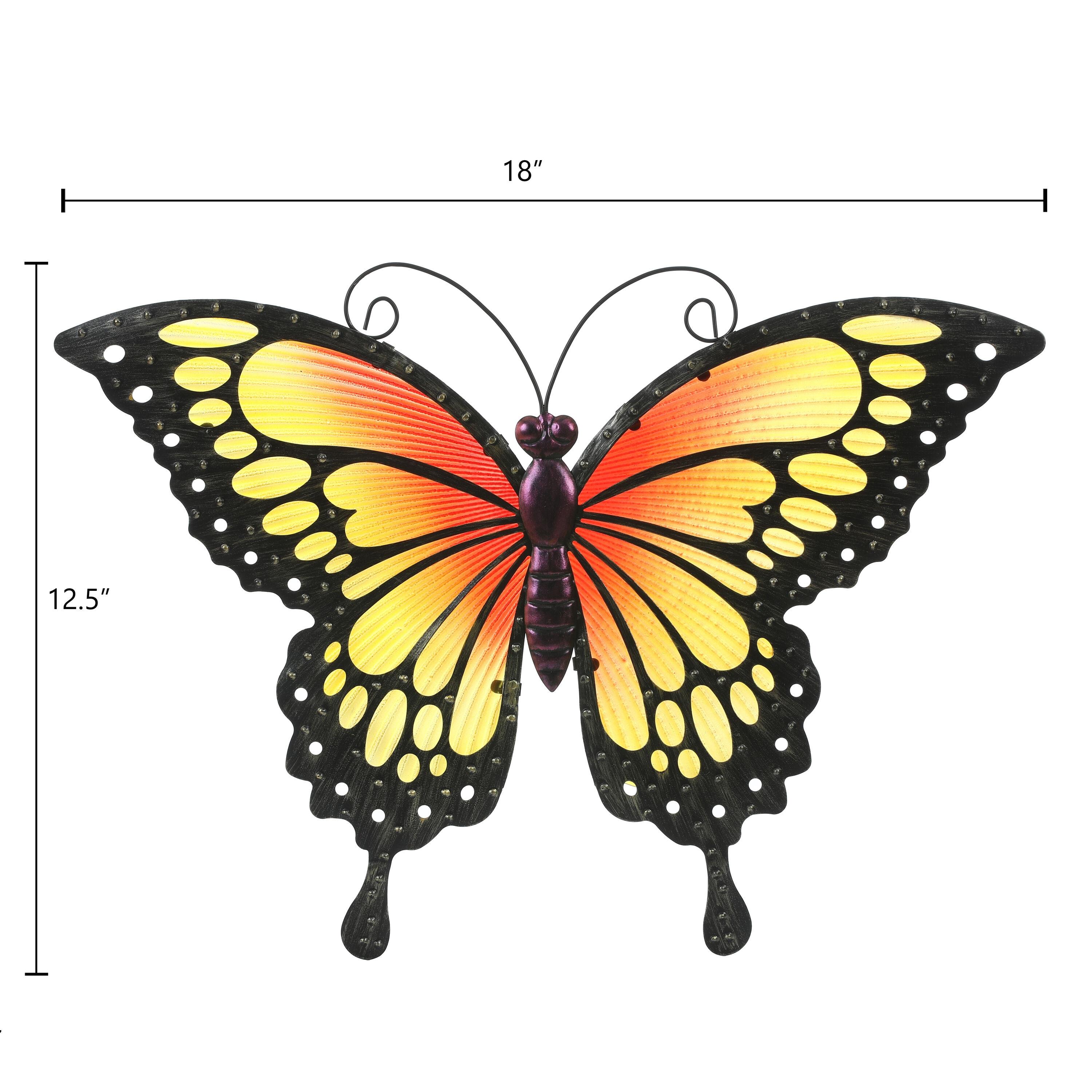 Handcrafted Orange and Yellow Metal Butterfly Wall Decor