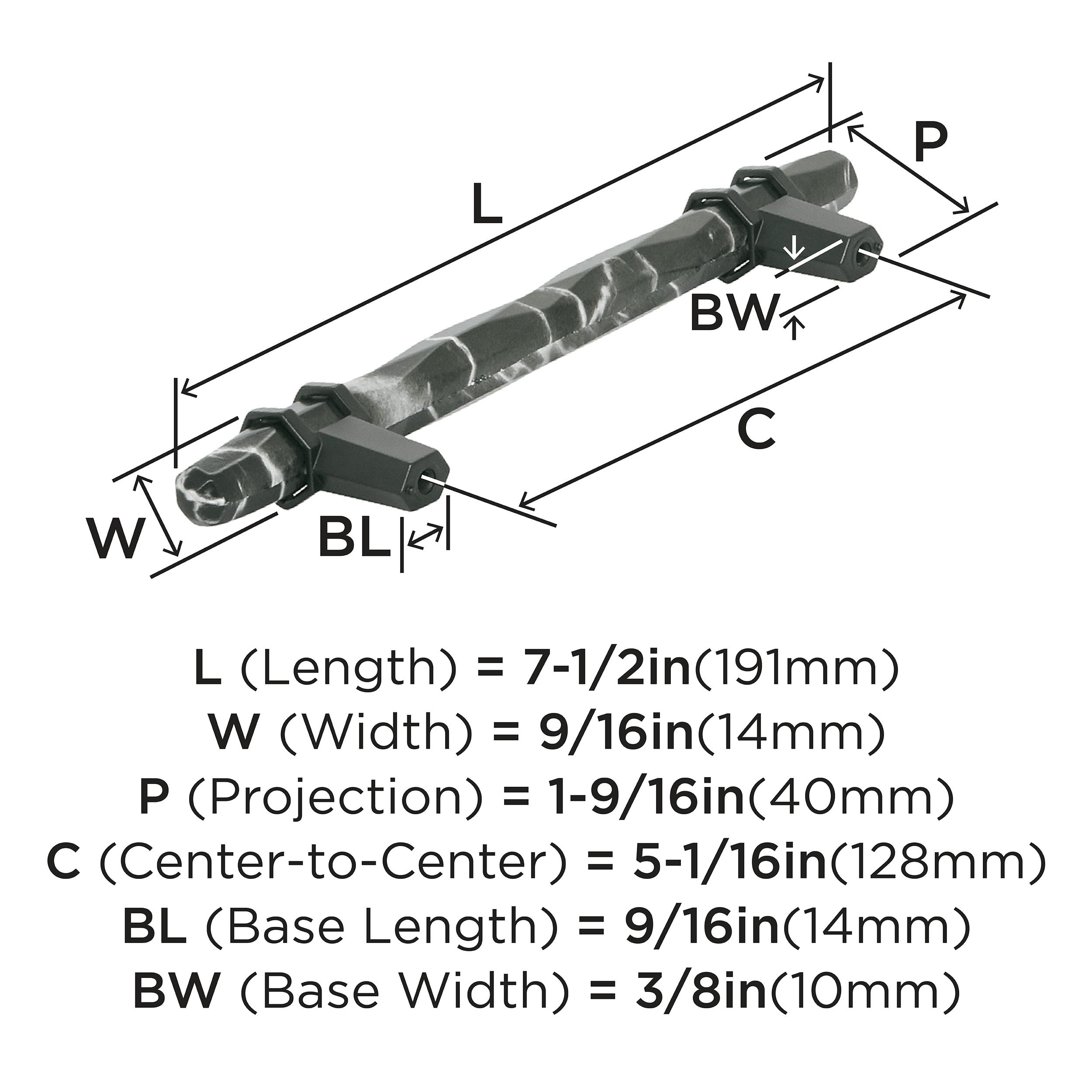 Amerock Carrione 5-1/16-in (128mm) Center to Center Marble Black/Black Bronze Cylindrical Bar Drawer Pull