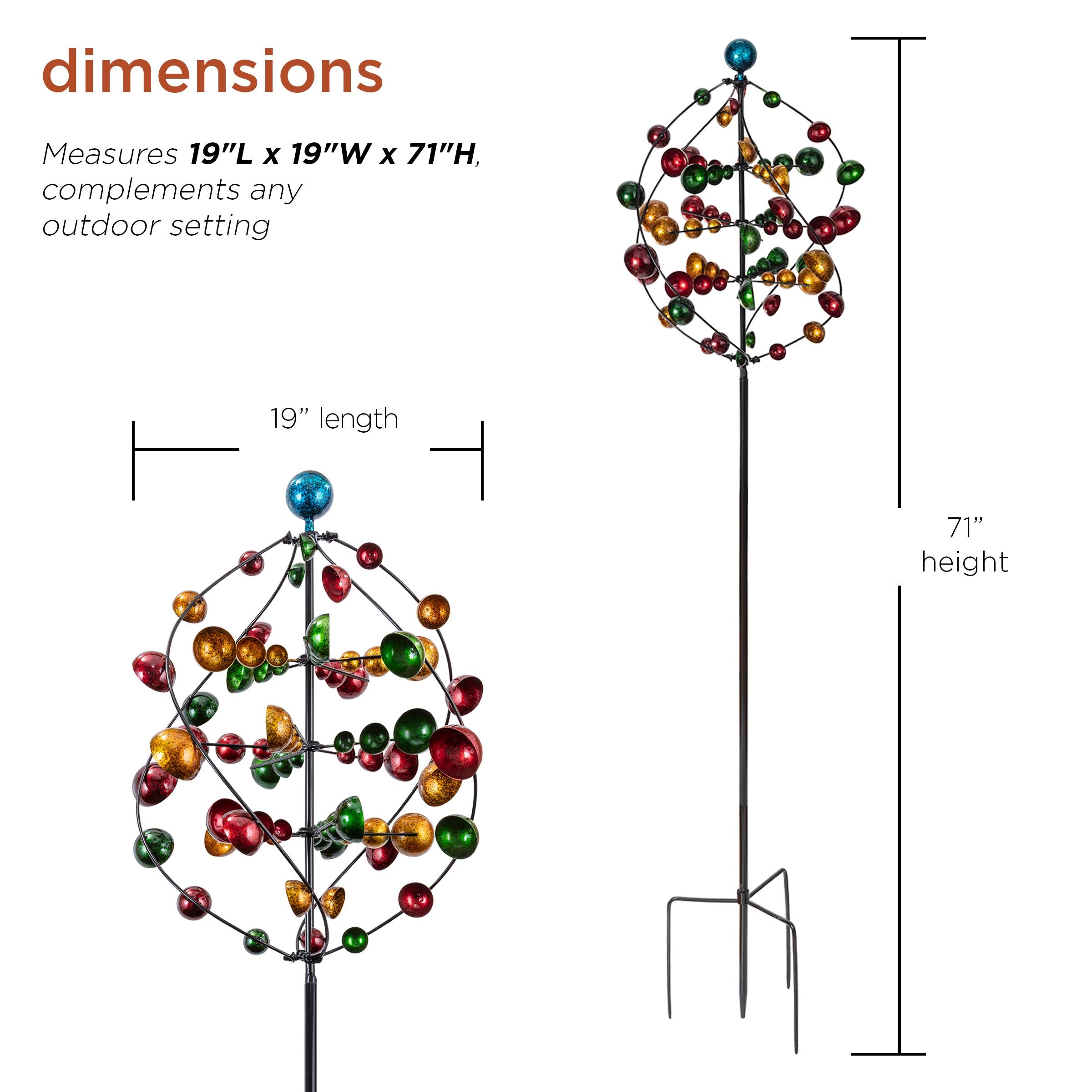 71" Iron Orbital Wind Spinner Garden Stake - Alpine Corporation: Freestanding, No Tools Assembly, Outdoor Decor