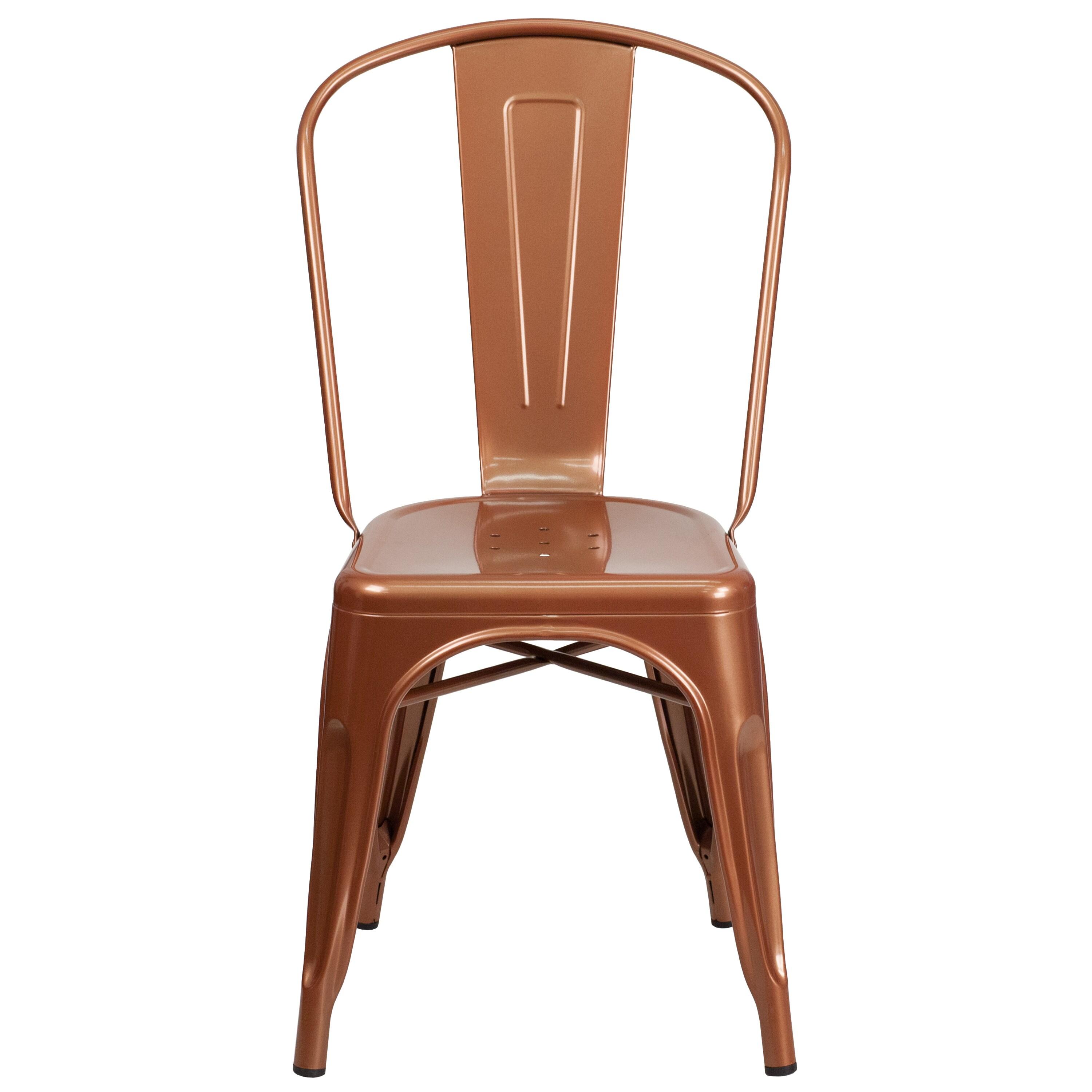 Flash Furniture Commercial Grade Copper Metal Indoor-Outdoor Stackable Chair