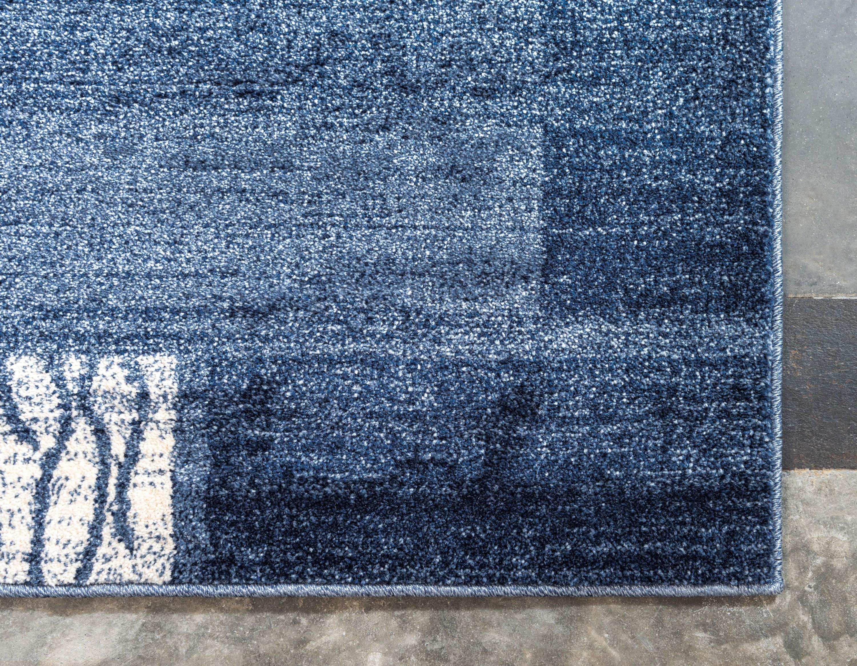 Unique Loom Del Mar Collection Area Rug - Sarah (5' 3" x 8' Rectangle, Light Blue/ Blue)