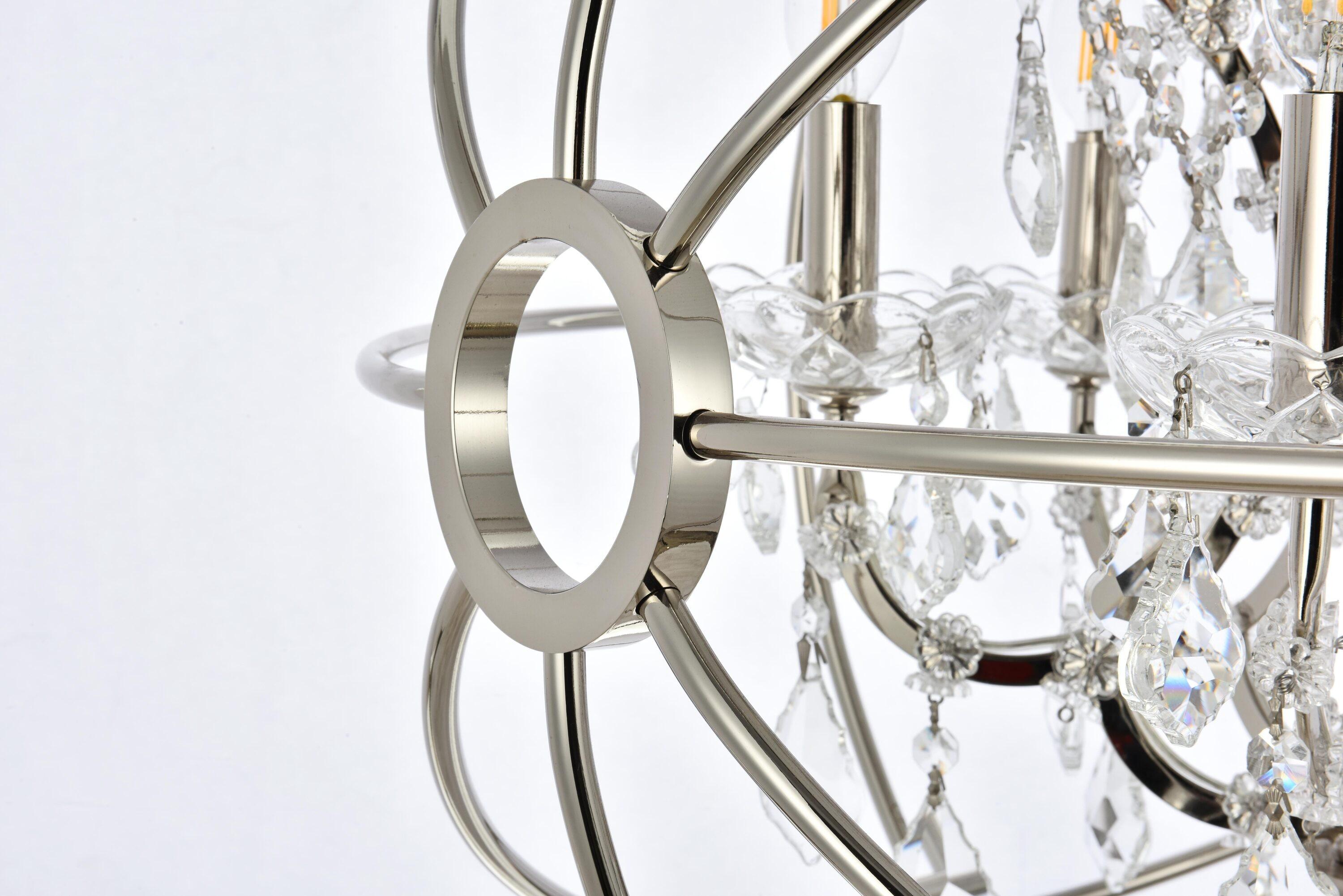 Transitional Geneva 6-Light Polished Nickel & Silver Shade Crystal Chandelier