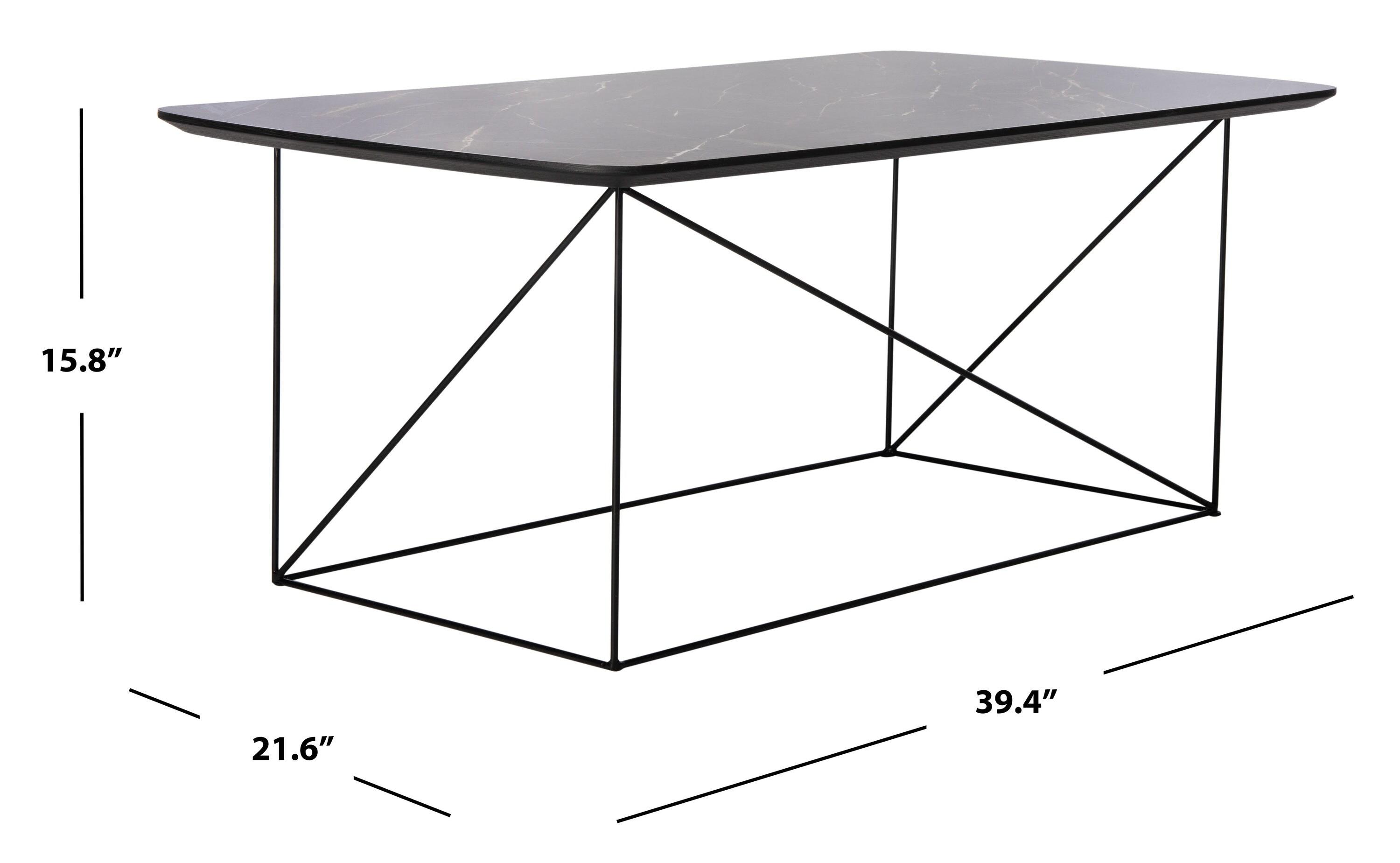 Rylee Rectangle Coffee Table - Dark Sandstone/Black - Safavieh