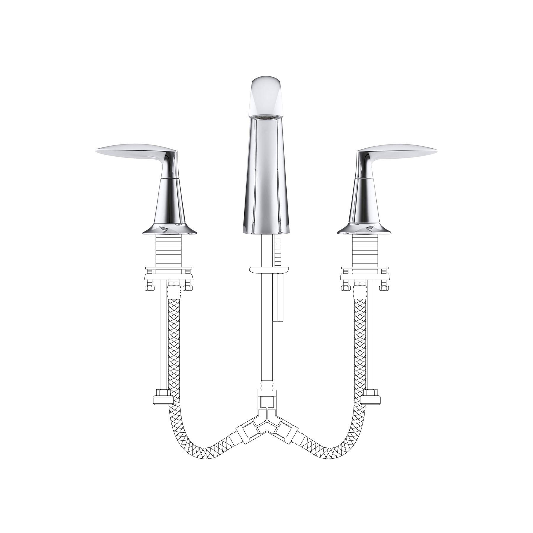 Kohler Alteo Widespread Bathroom Faucet with Pop-Up Drain Assembly, 3-Hole 2-Handle Bathroom Sink Faucet, 1.2 gpm