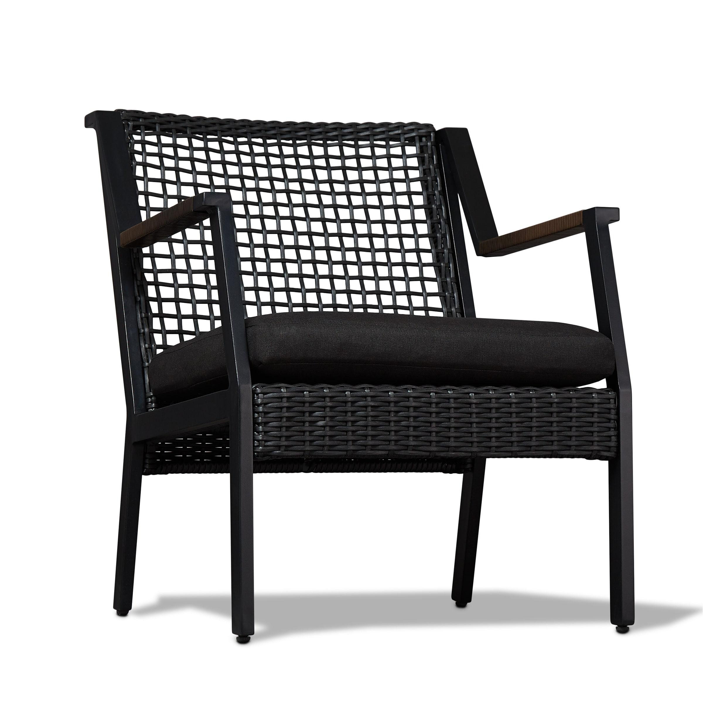 Real Flame Calvin Aluminum Patio Dining Arm Chair in Black (Set of 2)