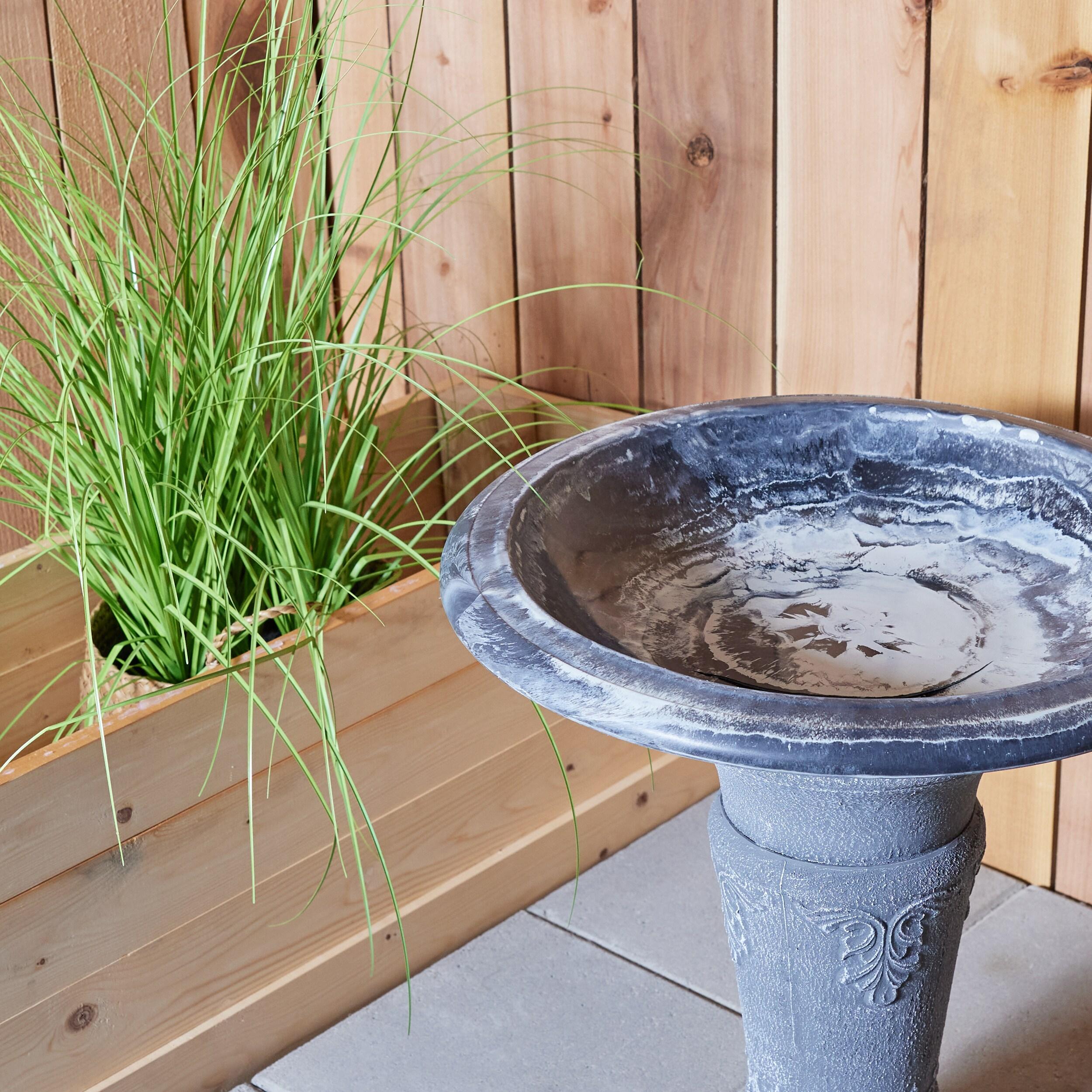 Florentine Marbleized Bird Bath - blue