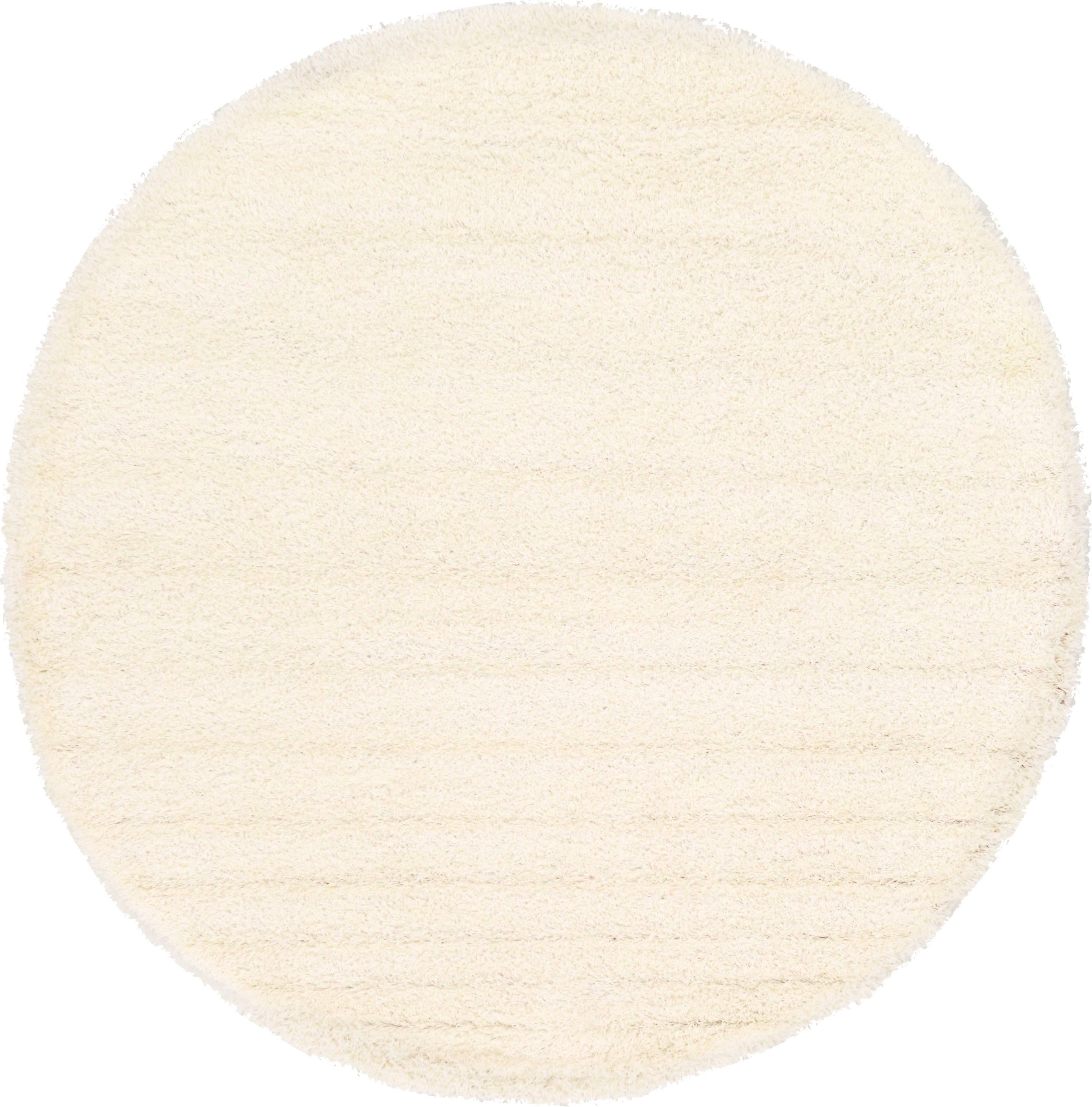 Unique Loom Solid Shag Collection Area Rug (8' Round, Snow White)