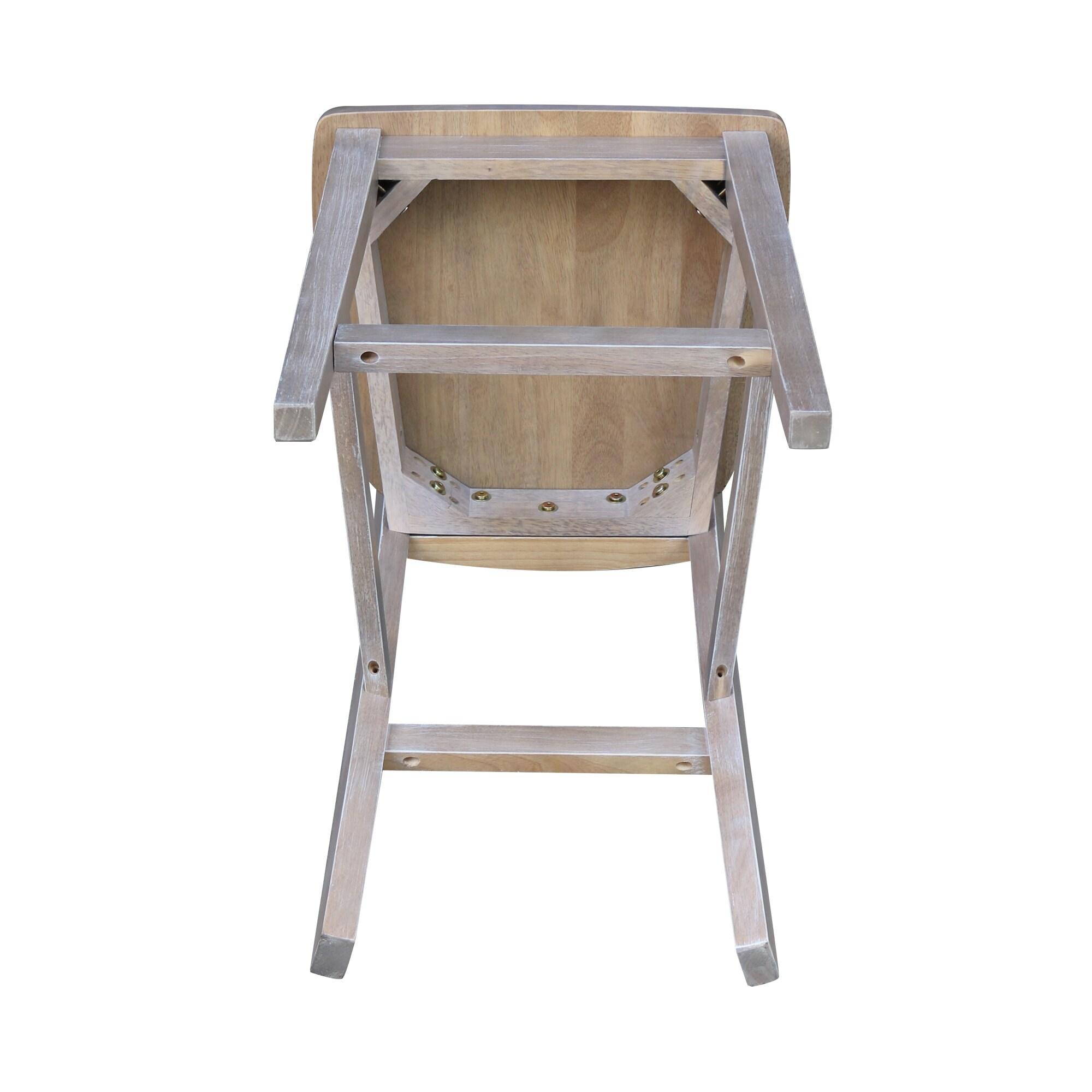 24" San Remo Counter Height Barstool Washed Gray Taupe - International Concepts: Solid Wood, No Assembly Required