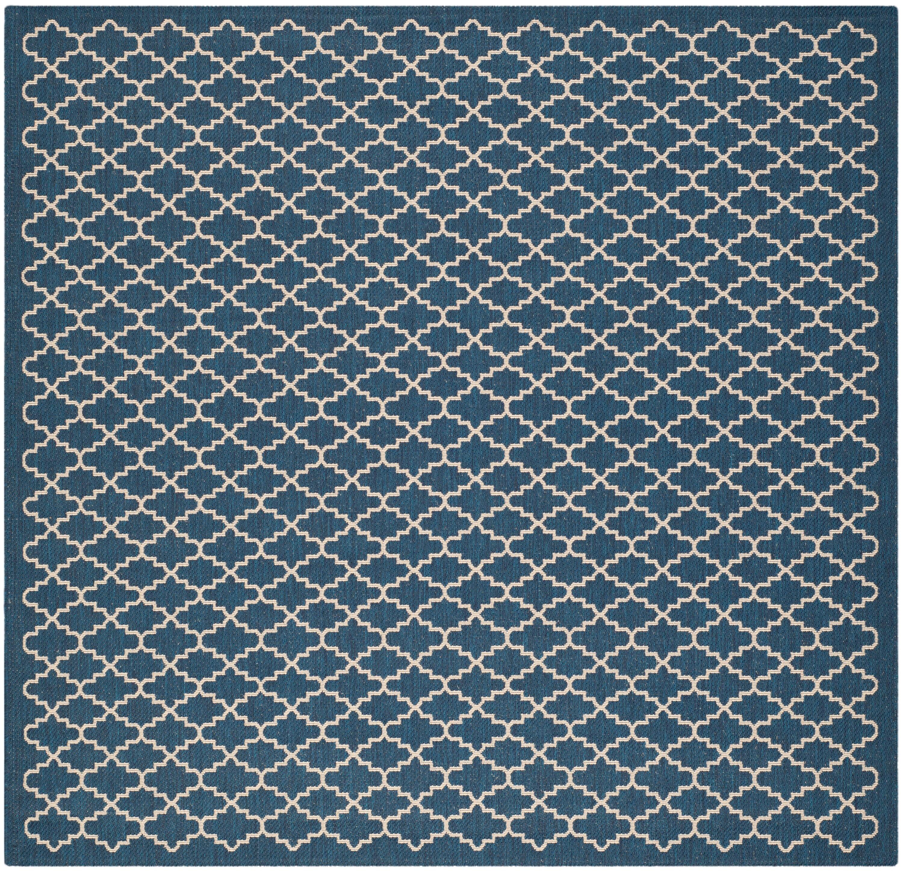Courtyard CY6919 Power Loomed Indoor and Outdoor Area Rug - Navy/Beige - 4'x4' - Safavieh