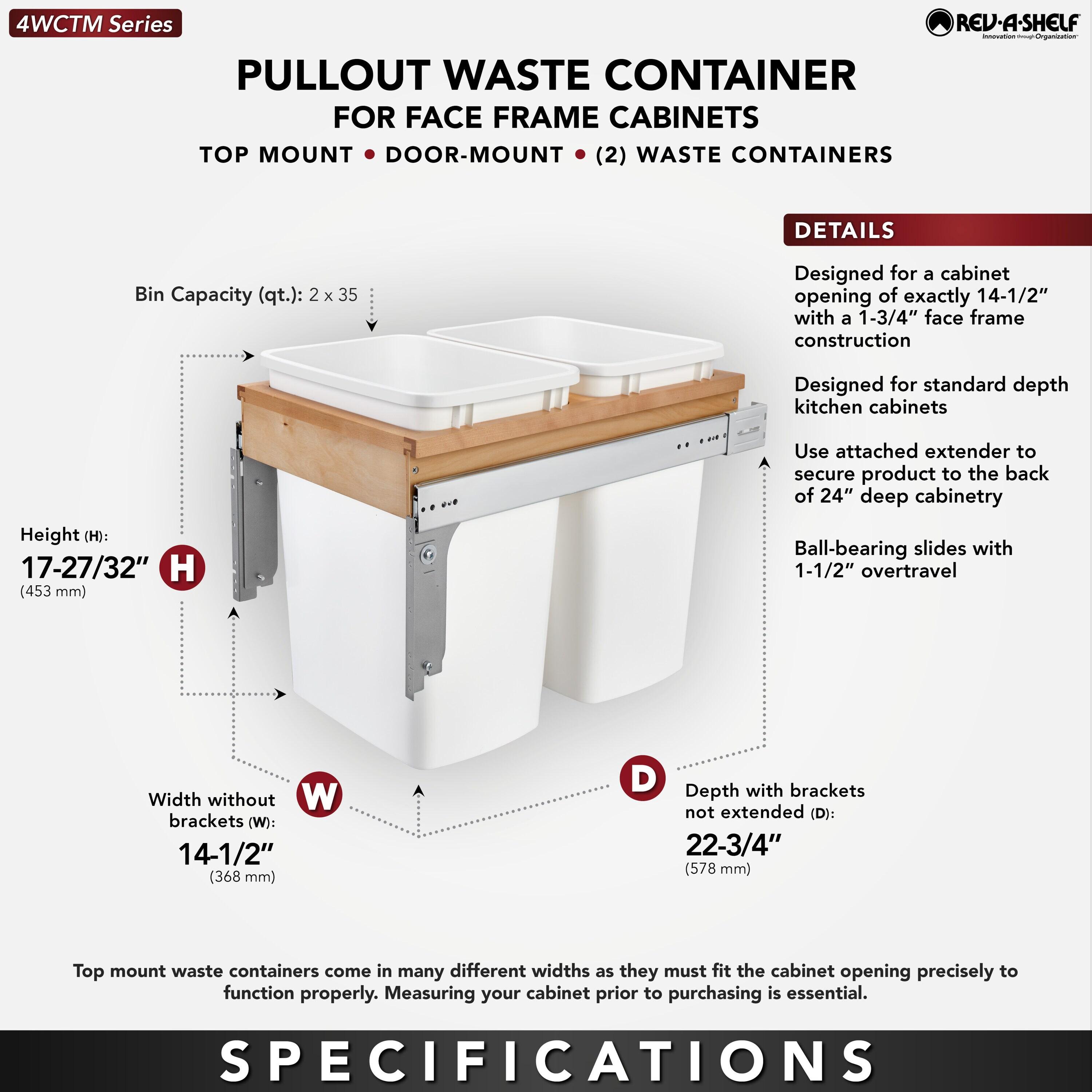 Rev-A-Shelf Rev-A-Shelf Single Pullout Top Mount Trash Can