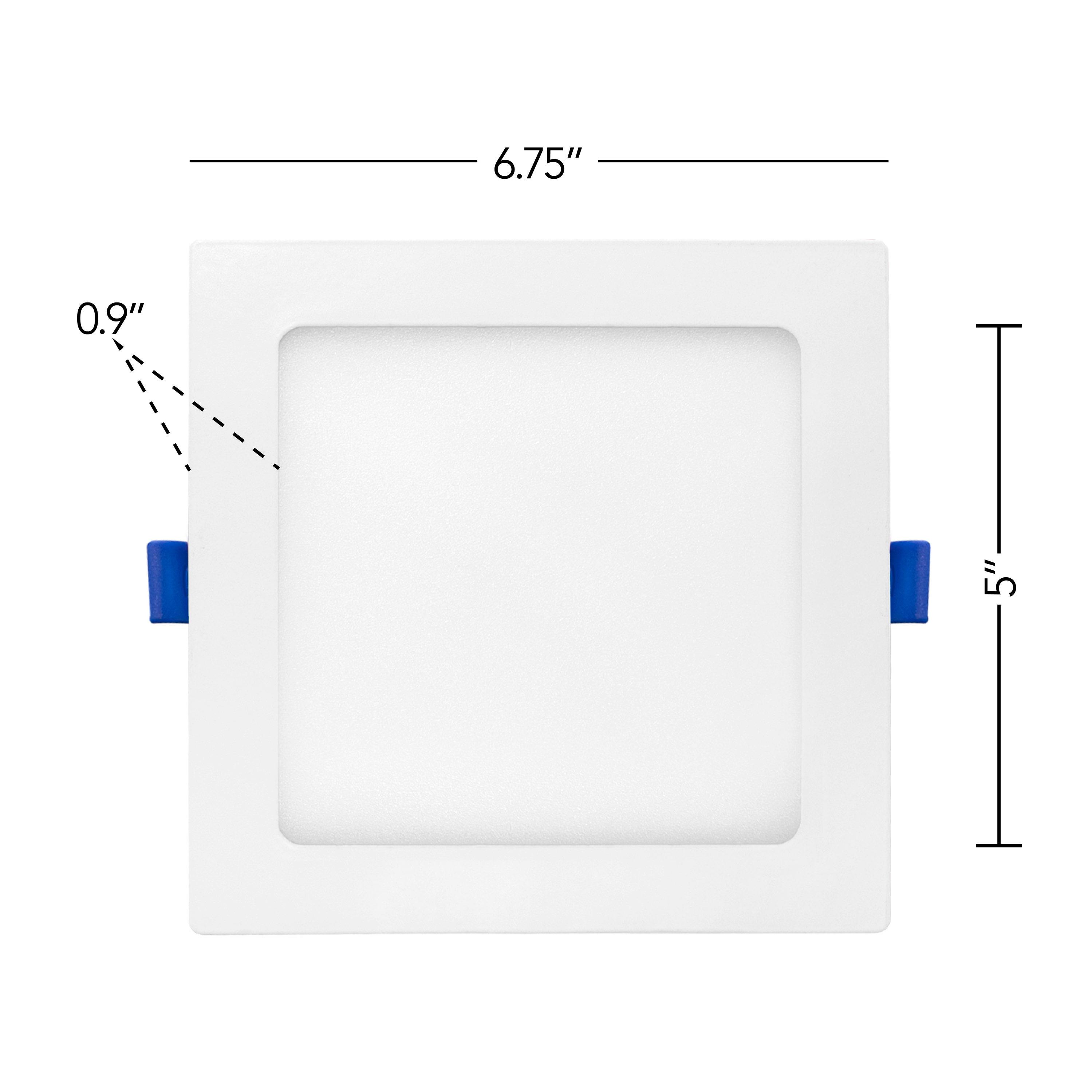 Maxxima 6 in. Square Ultra Thin LED Downlight, Slim Recessed Canless Light, IC Rated, 1000 Lumens, 5 Color Temperature Selectable 2700K/3000K/3500K/4000K/5000K, Dimmable, White Trim, J-Box Included