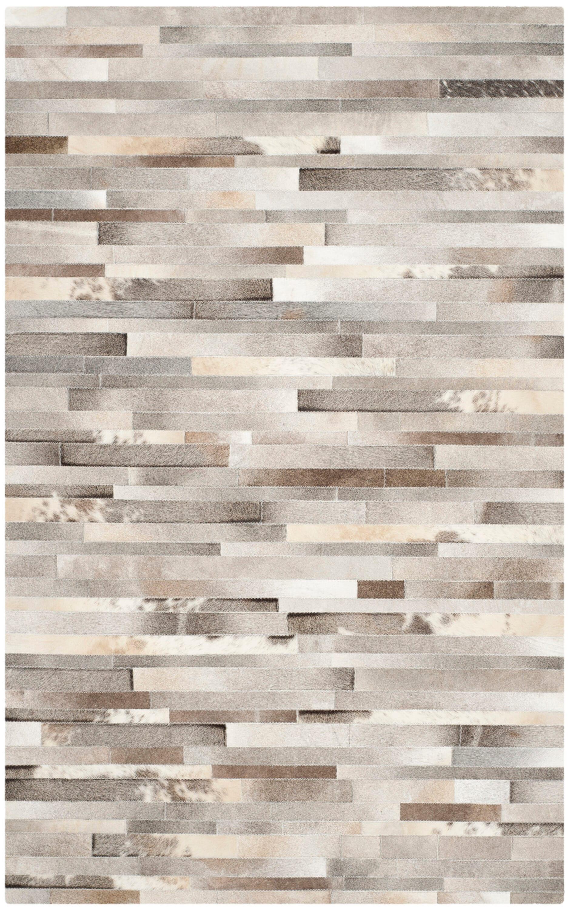 SAFAVIEH Studio Leather Loew Geometric Area Rug, Grey/Ivory, 8' x 10'