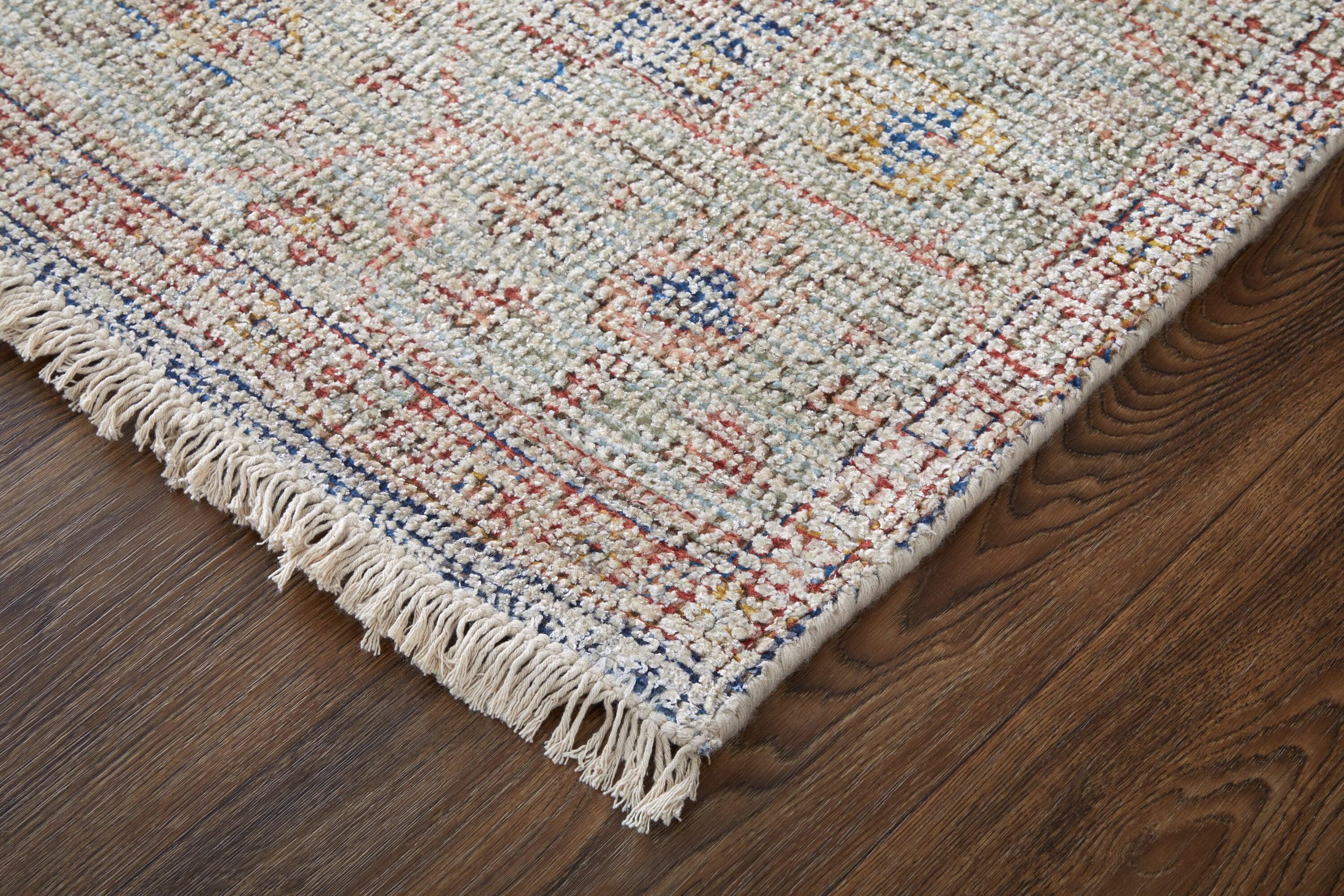 Caldwell Transitional Distressed Ivory/Blue/Red Area Rug