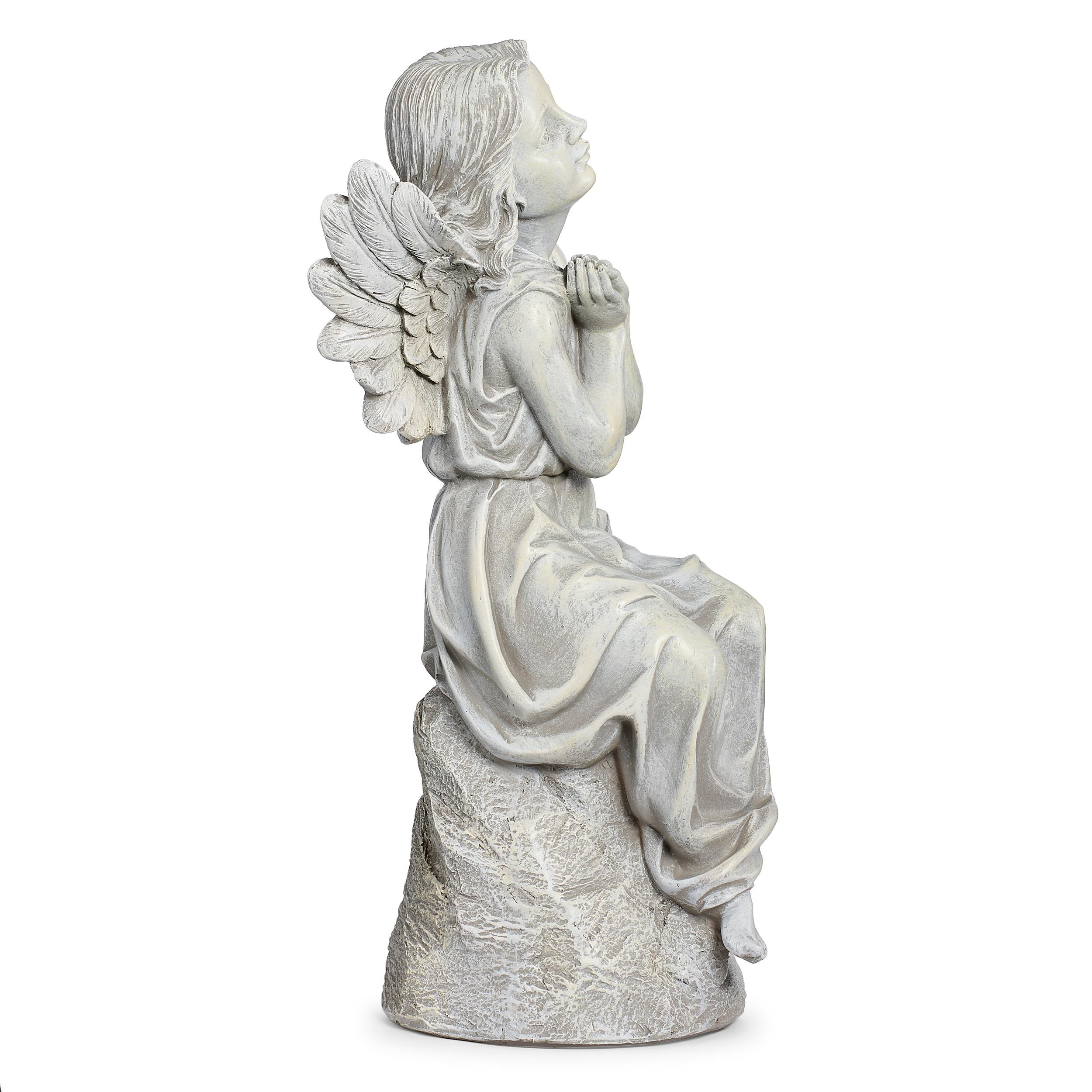 Roman 16" Sitting Angel Resin Outdoor Garden Statues Gray