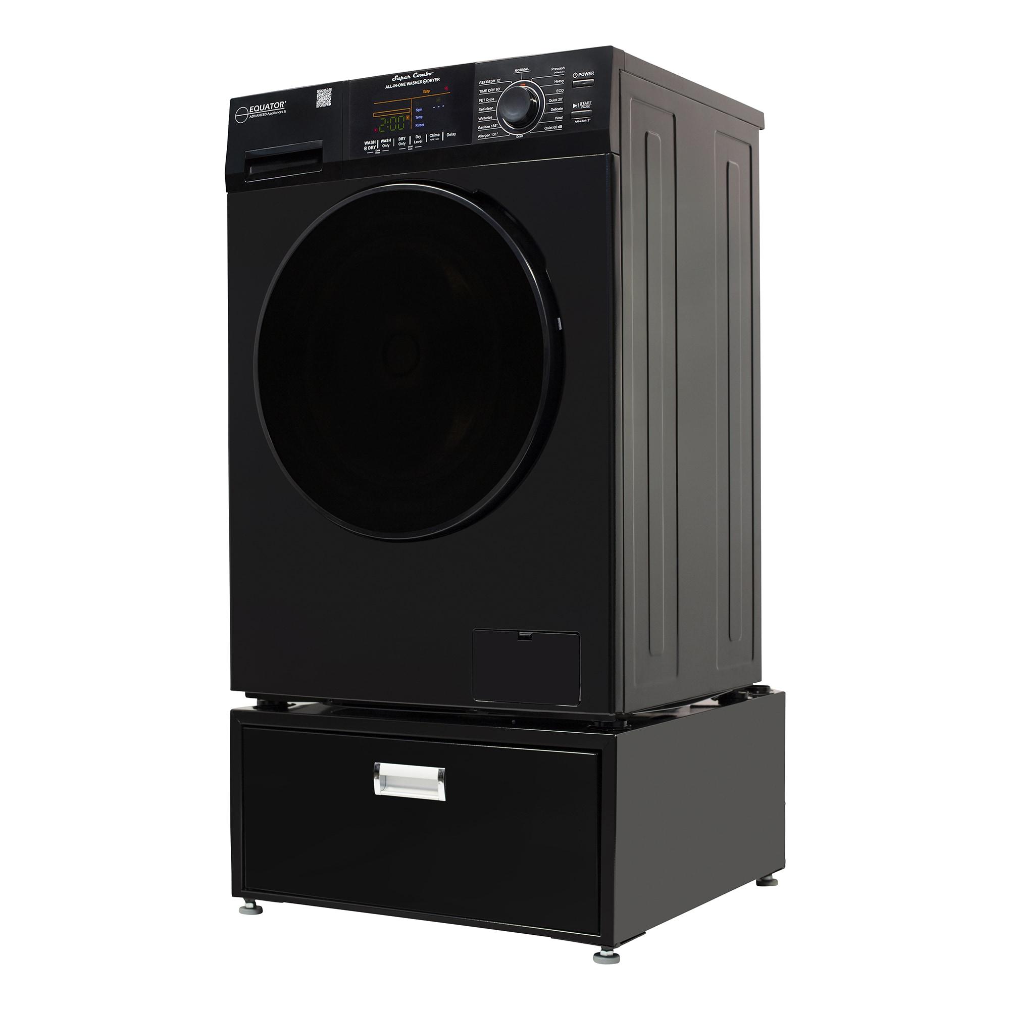 Equator Advanced Appliances All-in-one Washer Dryer Ventless FULLY BUILTIN 0-CLEARANCE 1.62cf/15lbs 110V 1400RPM with Pedestal EZ 4700 C + PDL 4455 Black