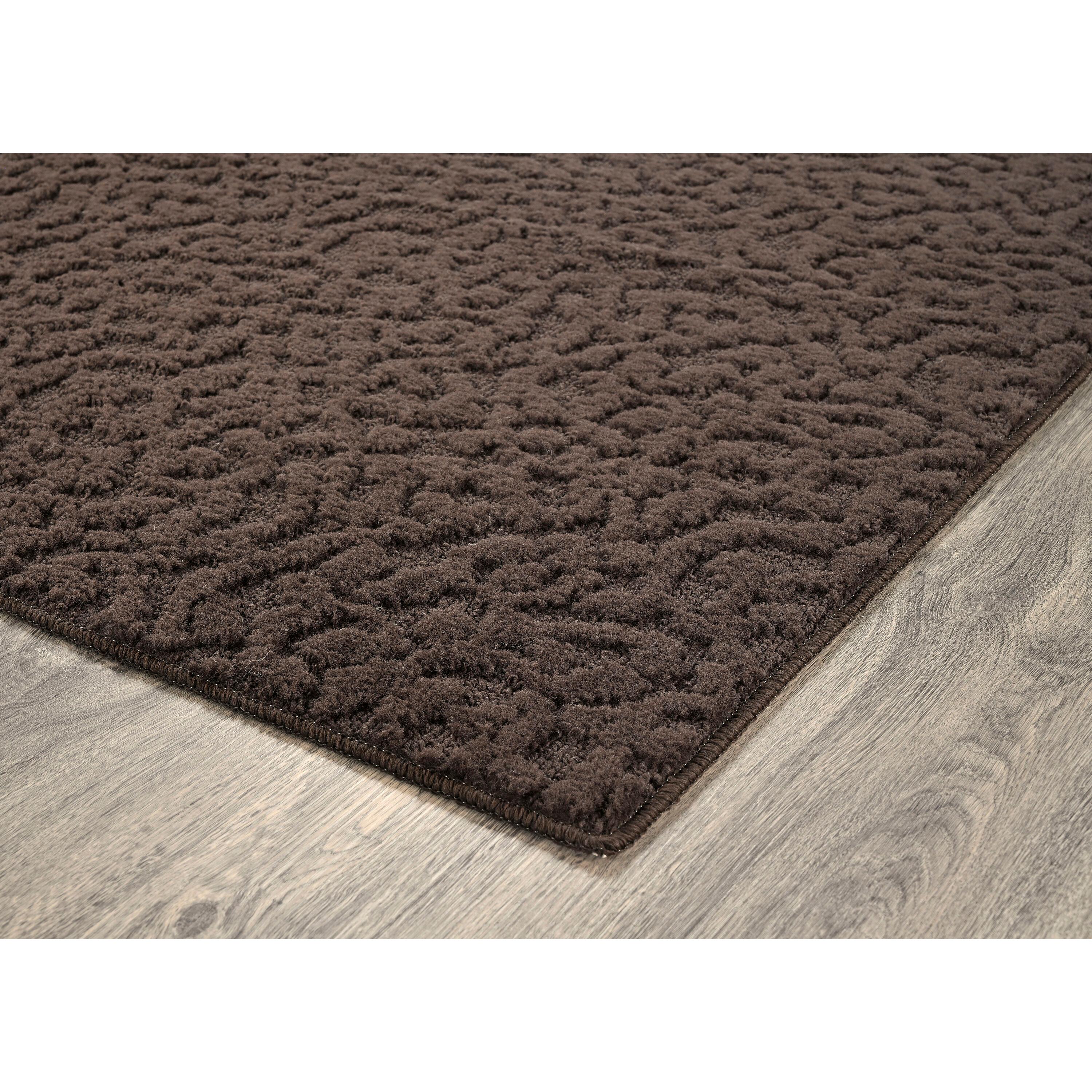 Mocha Floral Patterned 5' x 7' Polypropylene Area Rug