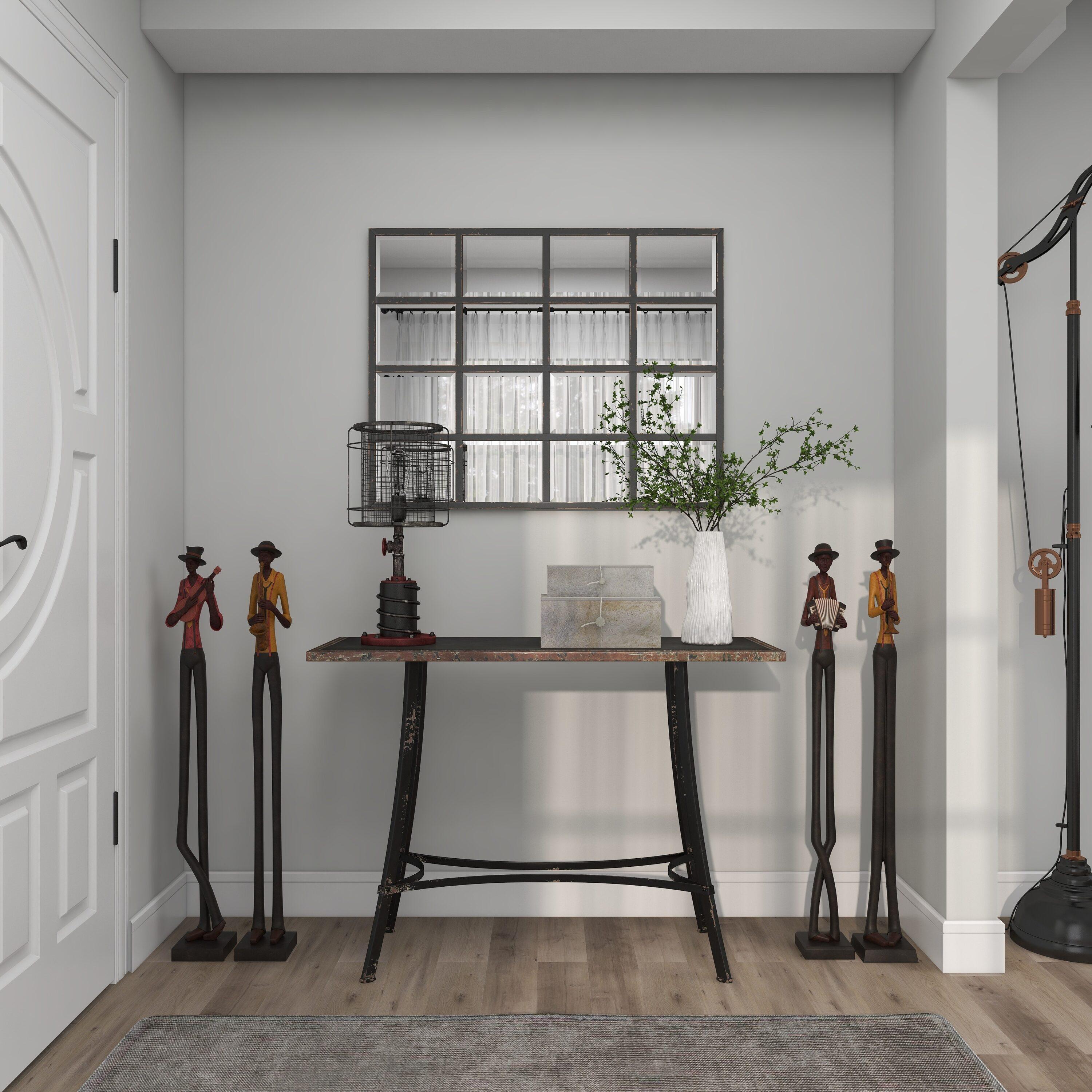 Glass Window Pane Inspired Wall Mirror Black - Olivia & May: Industrial Style, 45x35.38", Iron Frame