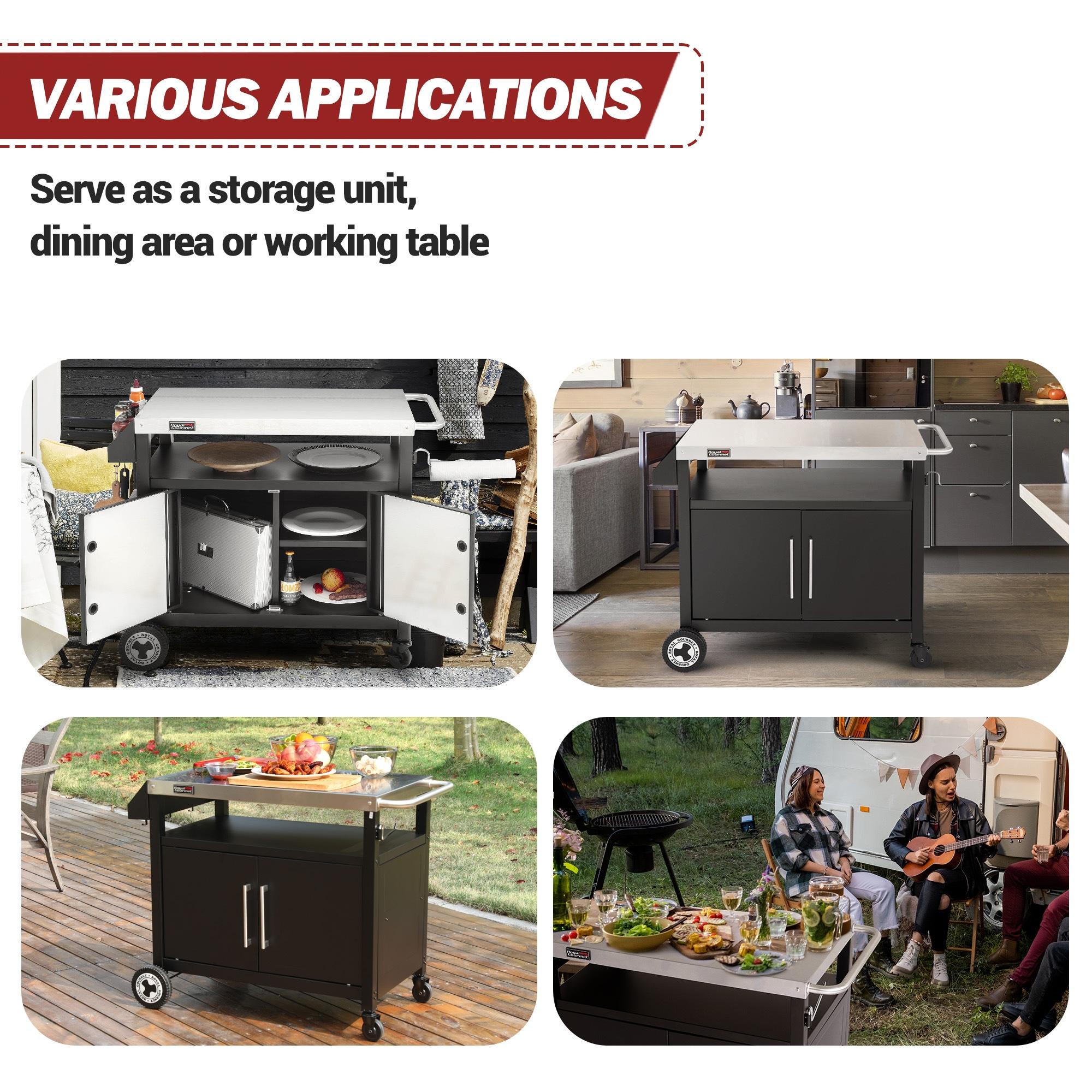 Royal Gourmet PC3403S Movable Kitchen Island Cart, Outdoor Grill Table, Grill Prep Table with Storage