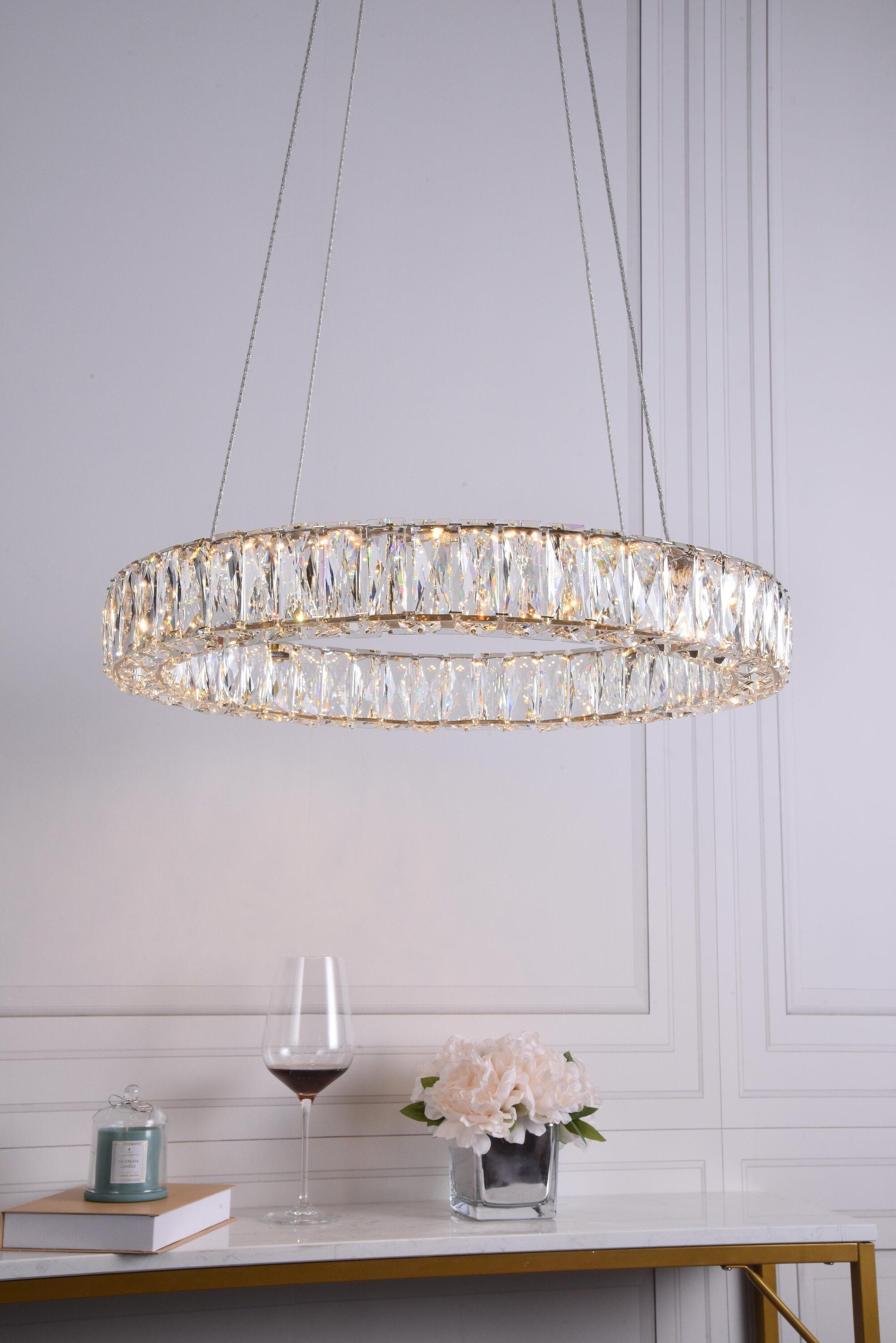 Monroe Integrated LED chip light gold Chandelier Clear Royal Cut Crystal