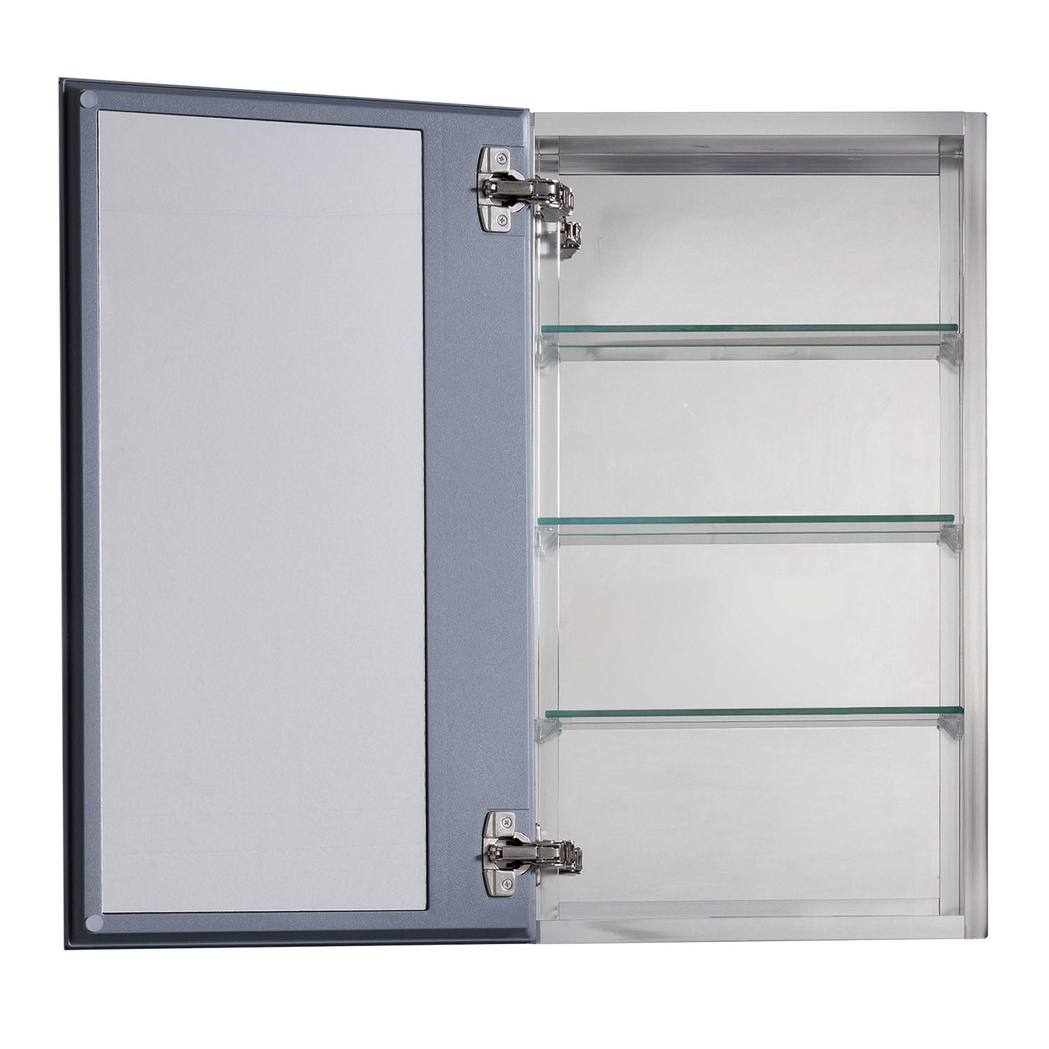 allen + roth 15-in x 26-in Fog Free Surface/Recessed Mount Silver Mirrored Square Soft Close Medicine Cabinet
