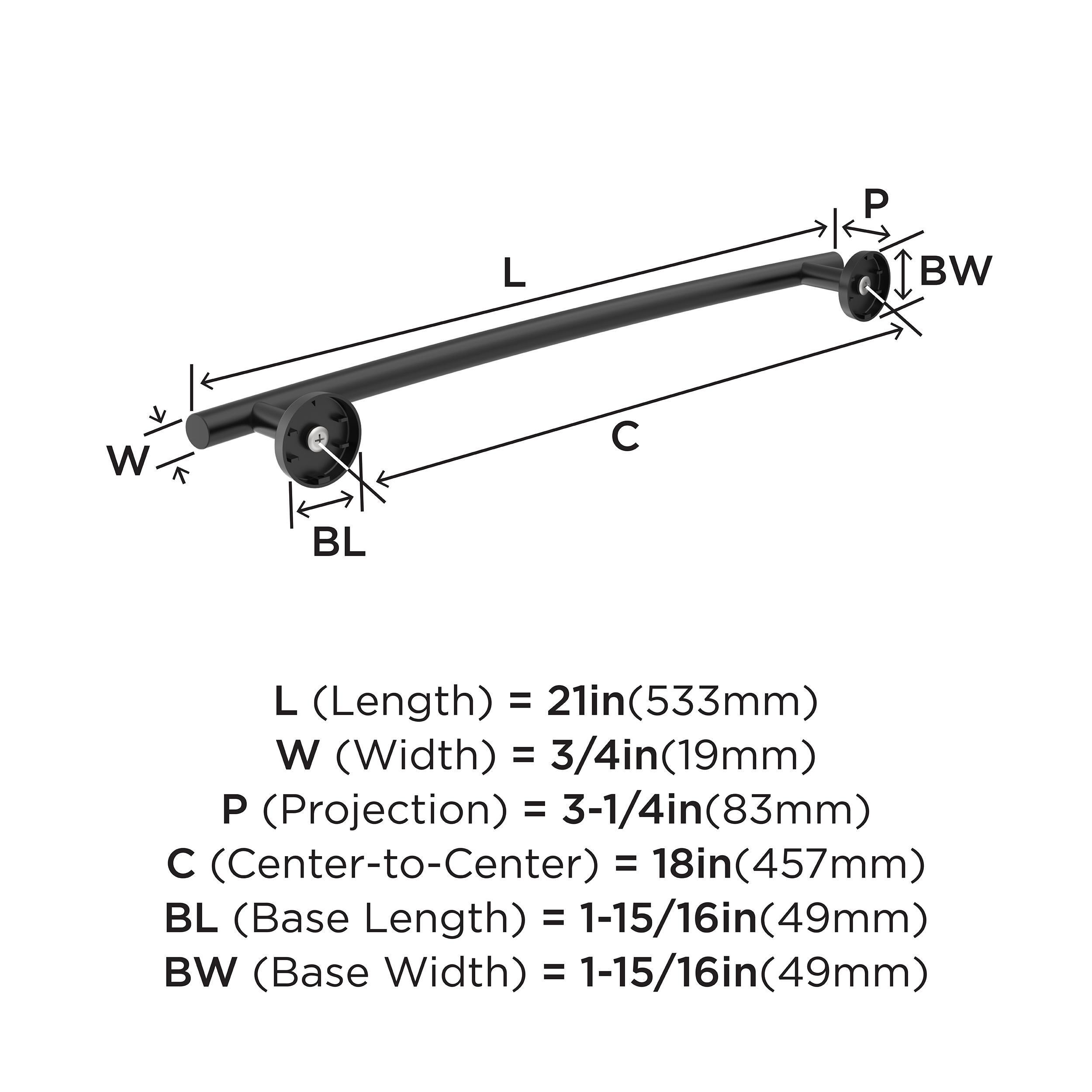 Amerock Arrondi Matte Black 18 inch (457mm) Towel Bar