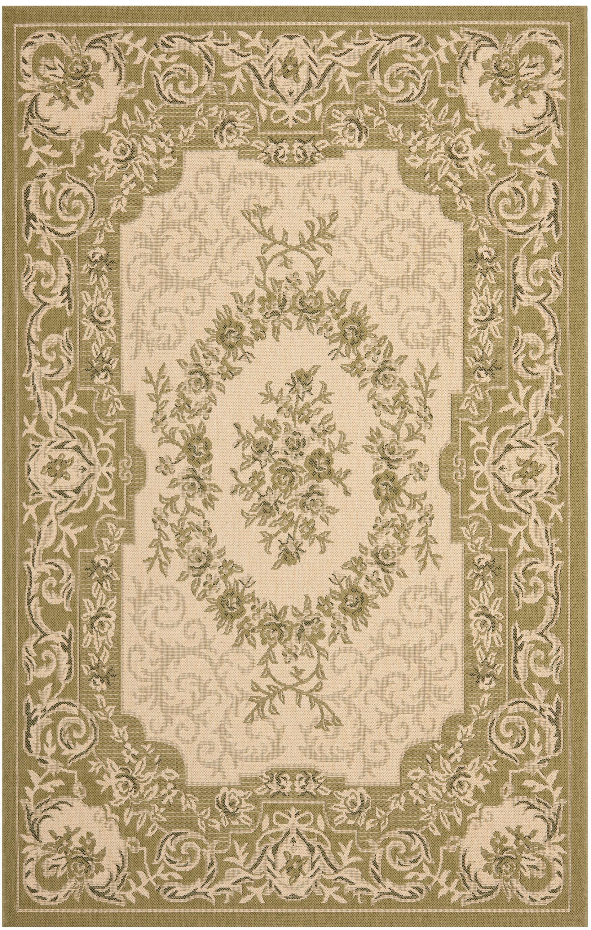 Courtyard CY7208 Power Loomed Indoor/Outdoor Area Rug - Cream/Green - 5'3"x7'7" - Safavieh.