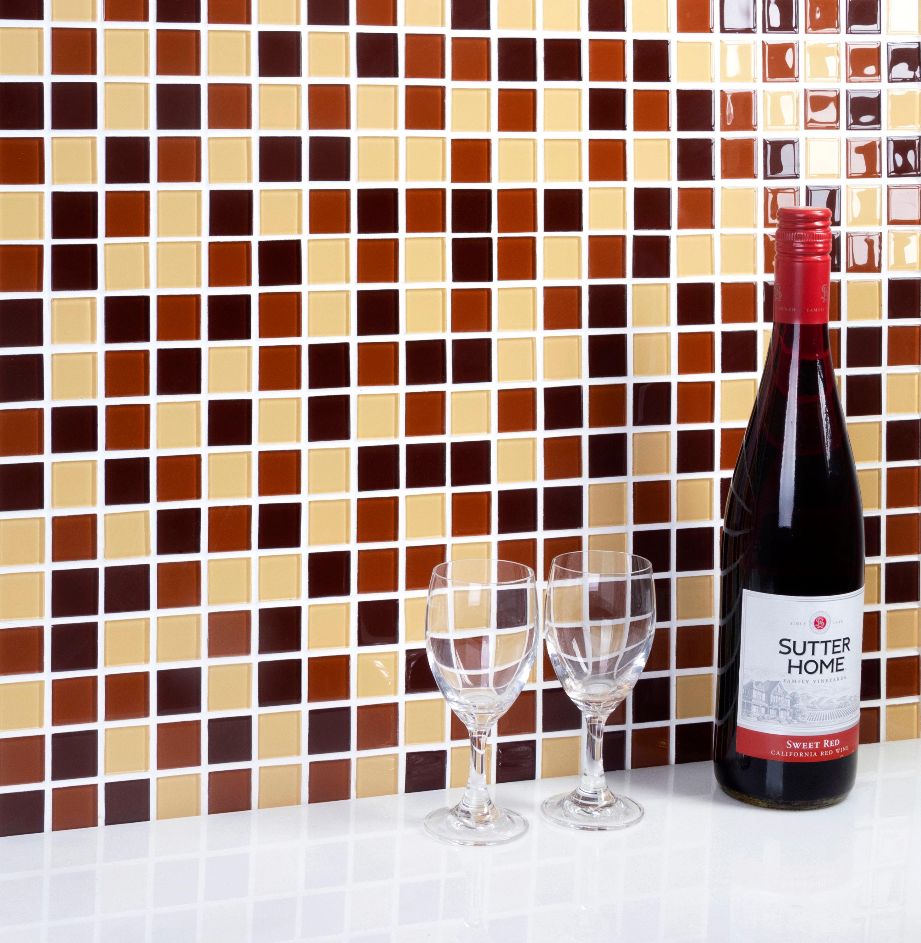 WS Tiles® 1" x 1" Straight Edge Glass Mosaic Tile