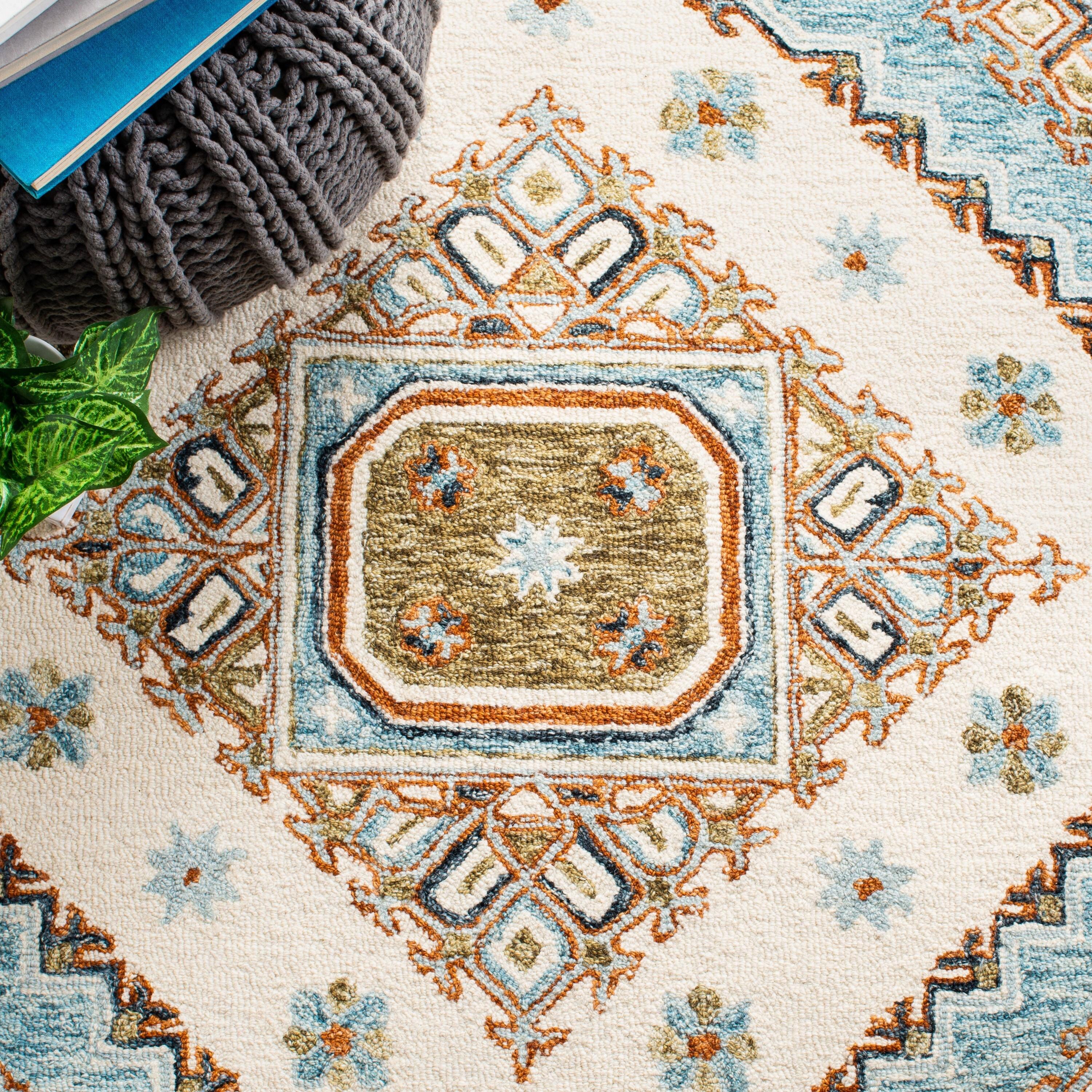 Ivory and Rust Hand-Tufted Wool 9' x 12' Area Rug