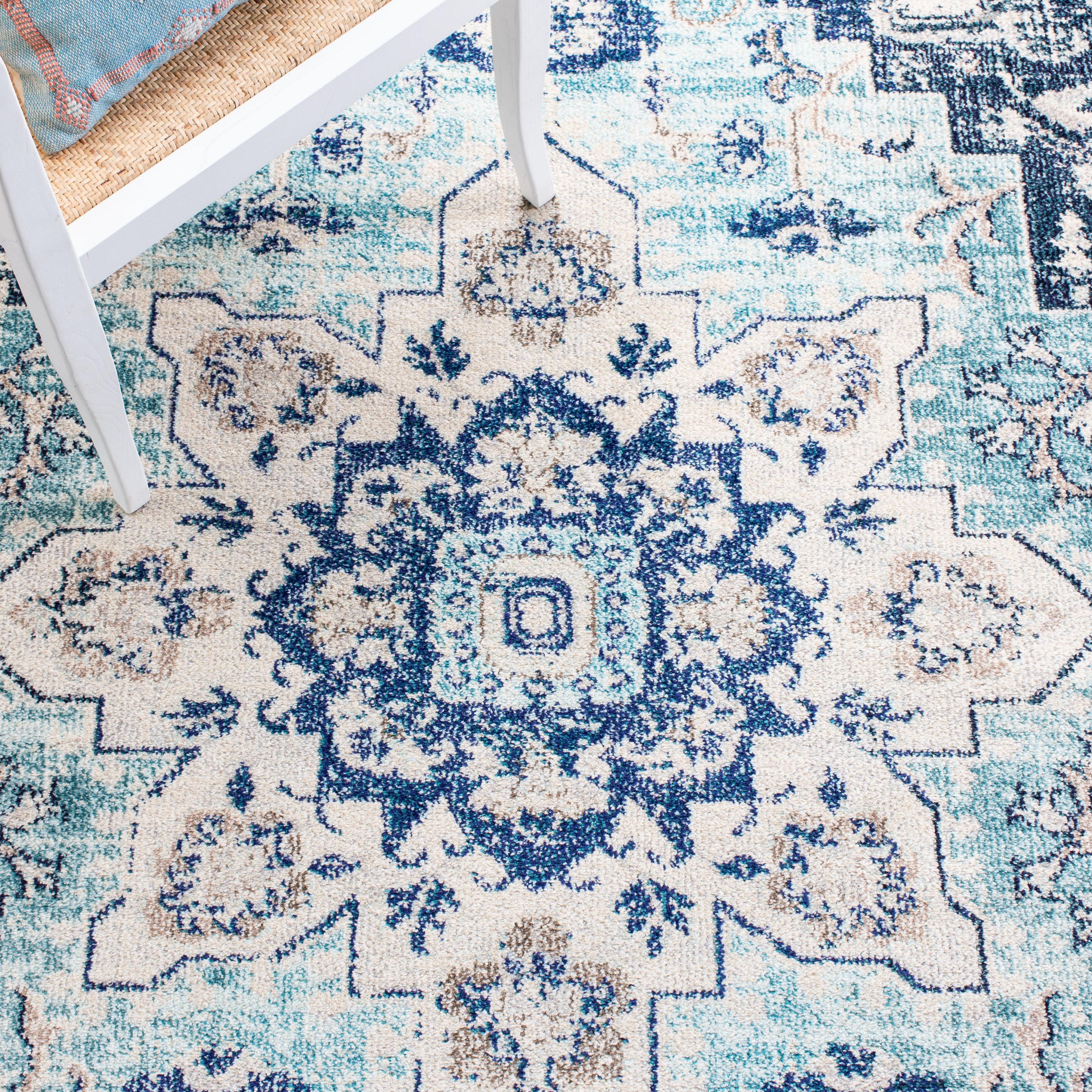 Madison MAD473 Power Loomed Indoor Area Rug - Teal/Navy - 5'3"x7'6" - Safavieh