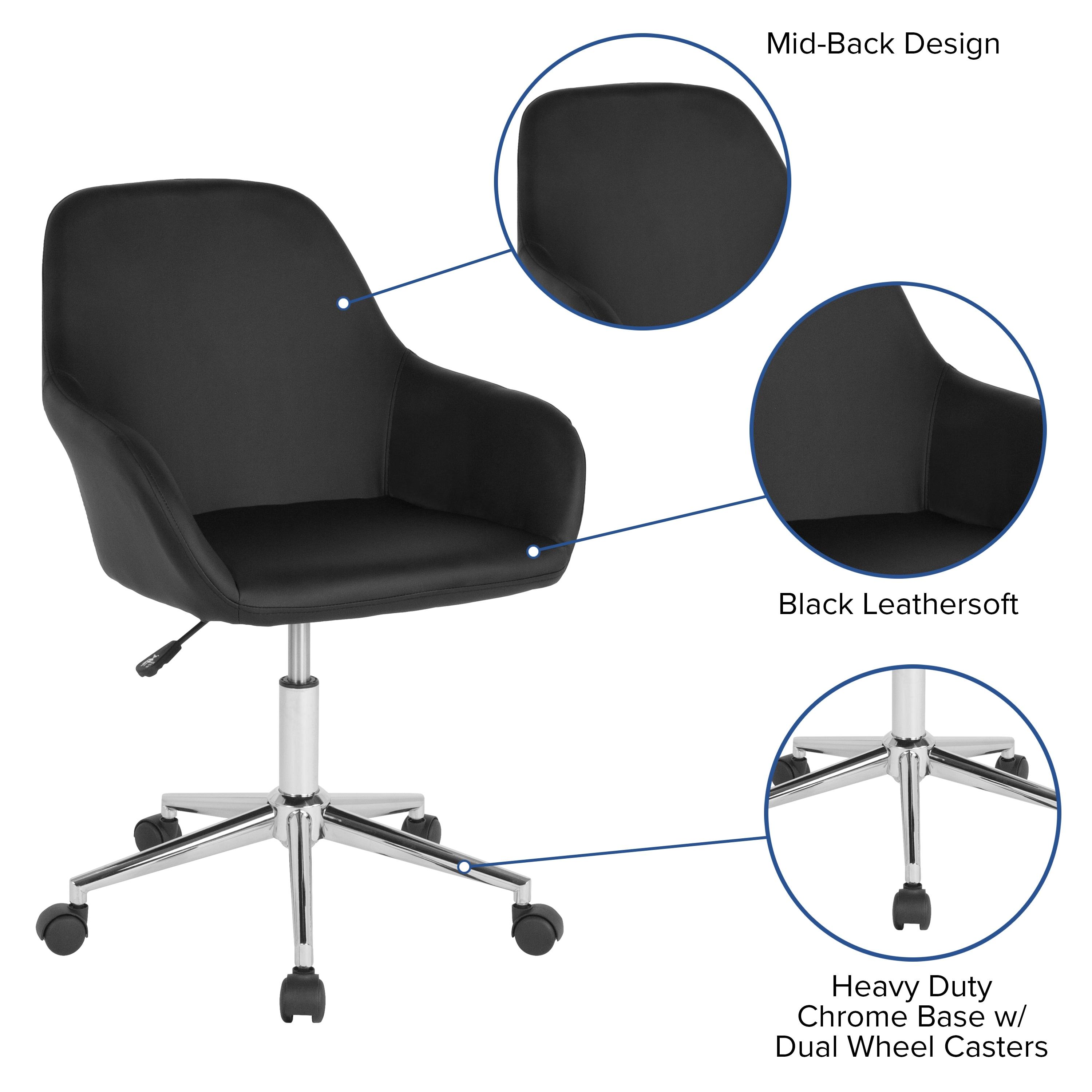 Flash Furniture Cortana Contemporary Home & Office Mid-Back LeatherSoft Upholstered Swivel Chair