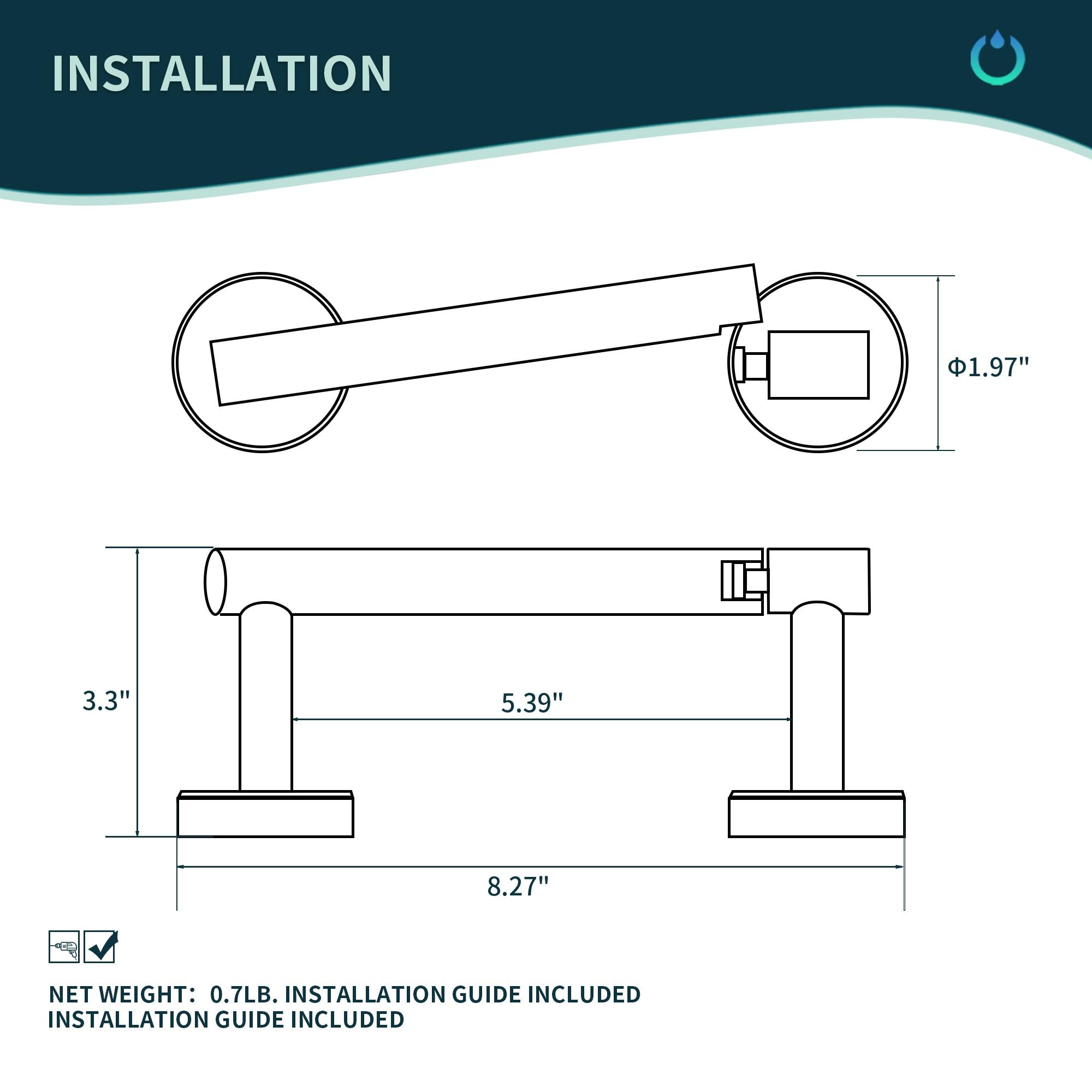 MOGFCT Toilet Paper Holder Brushed Gold Wall Mounted, Double Post Pivoting Toilet Paper Holder SUS 304 Stainless Steel Bathroom