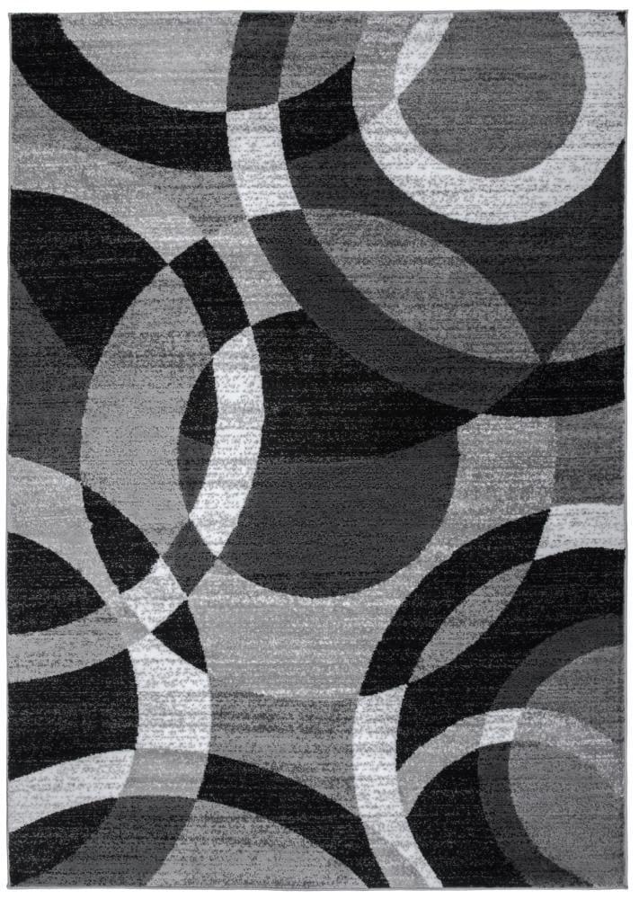 World Rug Gallery Geometric Circles Gray 5'3" x 7'3" Indoor Area Rug