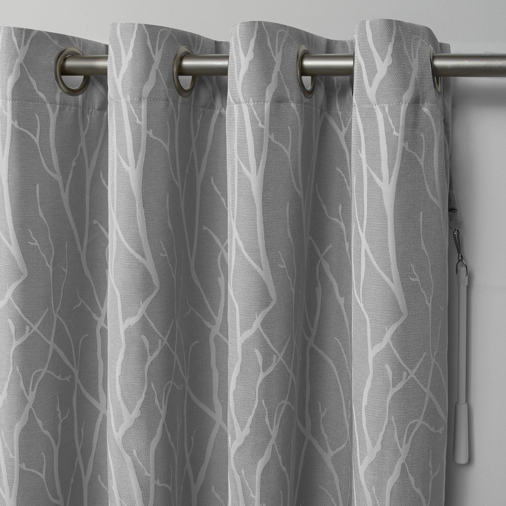 108"x96" Forest Hill Patio Room Darkening Blackout Grommet Top Curtain Panels Light Gray: Indoor Drapes - Exclusive Home