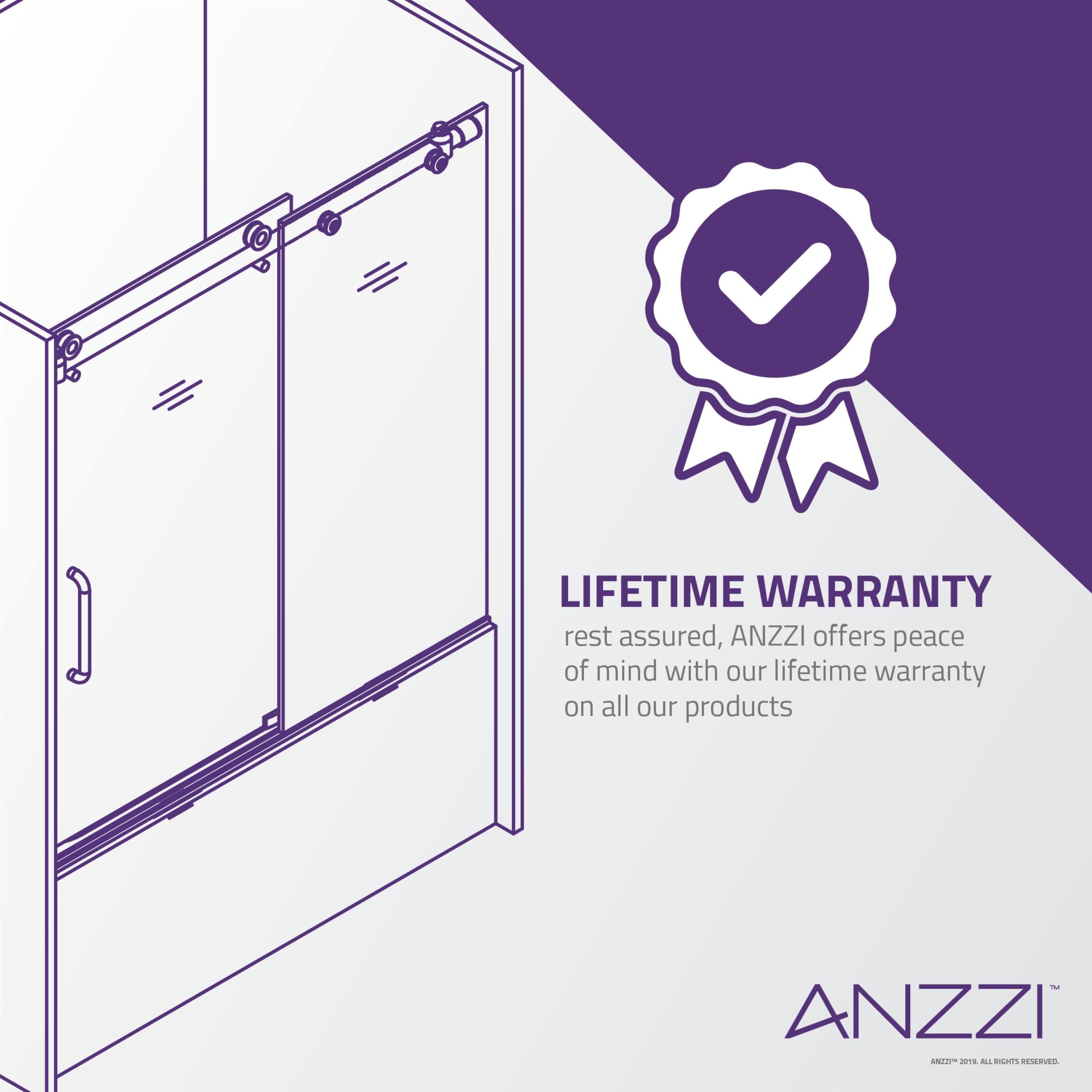 Raymore 59 - 60" W x 62" H Single Sliding Frameless Tub Door with Tsunami Guard